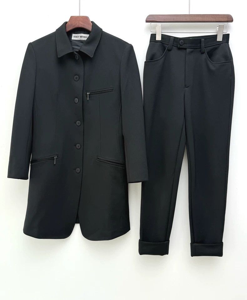 Issey Miyake Issey Miyake size:m Black zipper suit jacket Size 34S - 1 Thumbnail