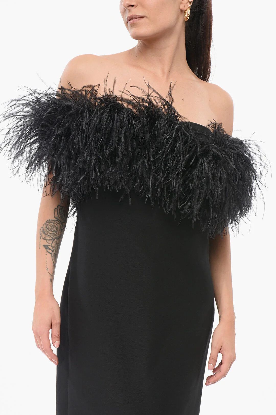 Valentino og1mm0426 Wool-Blend Dress in Black Size M / US 6-8 / IT 42-44 - 4 Thumbnail