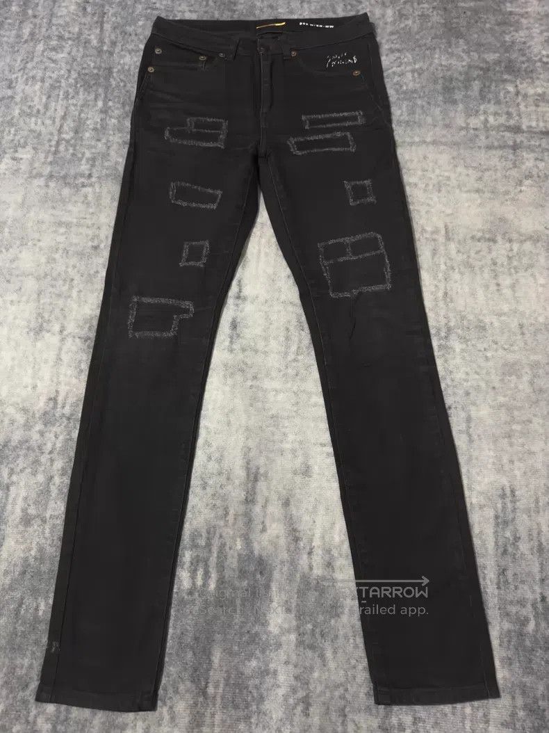 Saint Laurent Paris Saint Laurent Paris Embroidered Slogan Faded Patchwork Den Size US 26 / EU 42 - 1 Thumbnail