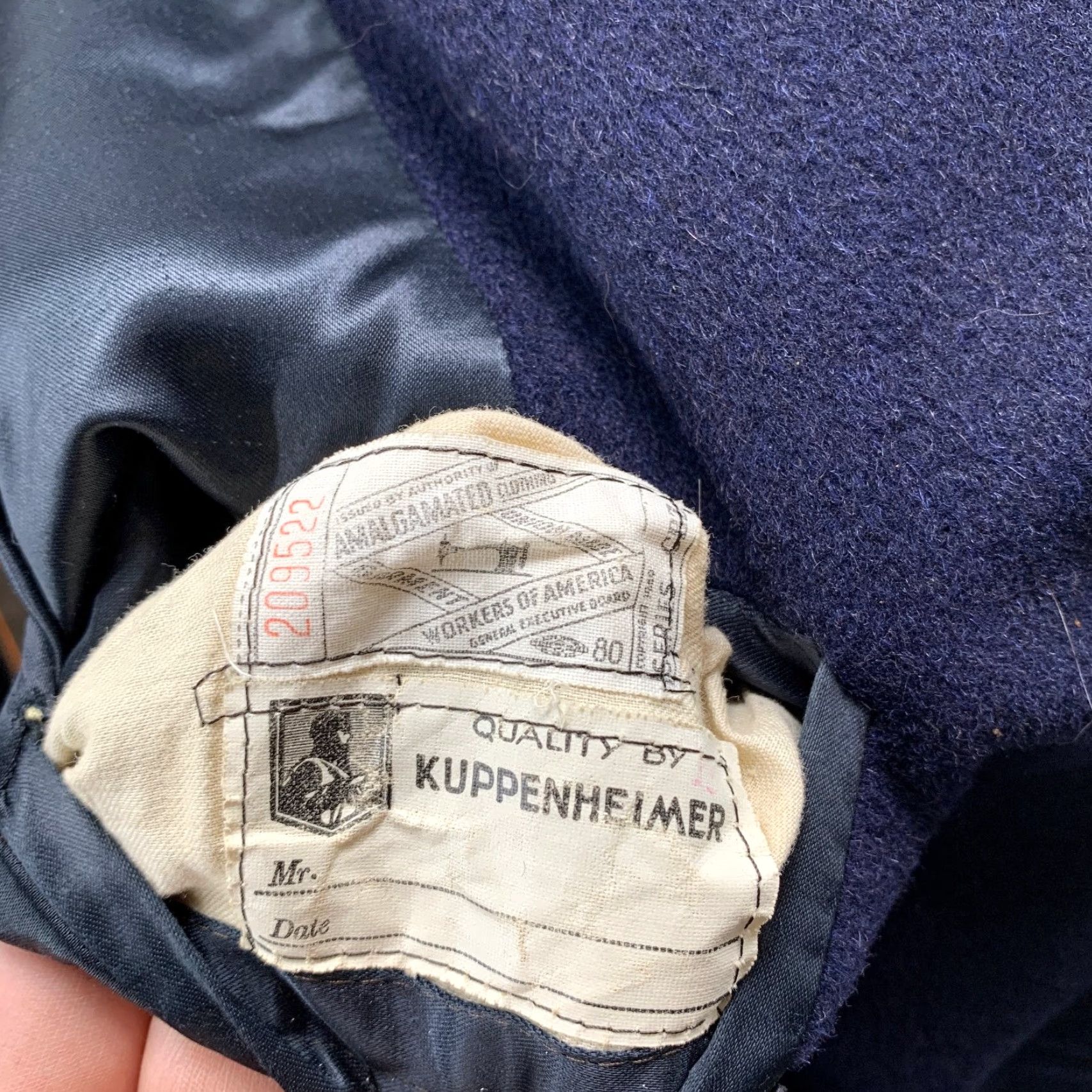 Vintage VINTAGE Kuppenheimer Wool Overcoat 40s 50s Mens 42 Navy Blue Made Union USA Jacket Coat Long Wool Solid Button Winter Fall Women? No gender. Size US XS / EU 42 / 0 - 6 Thumbnail