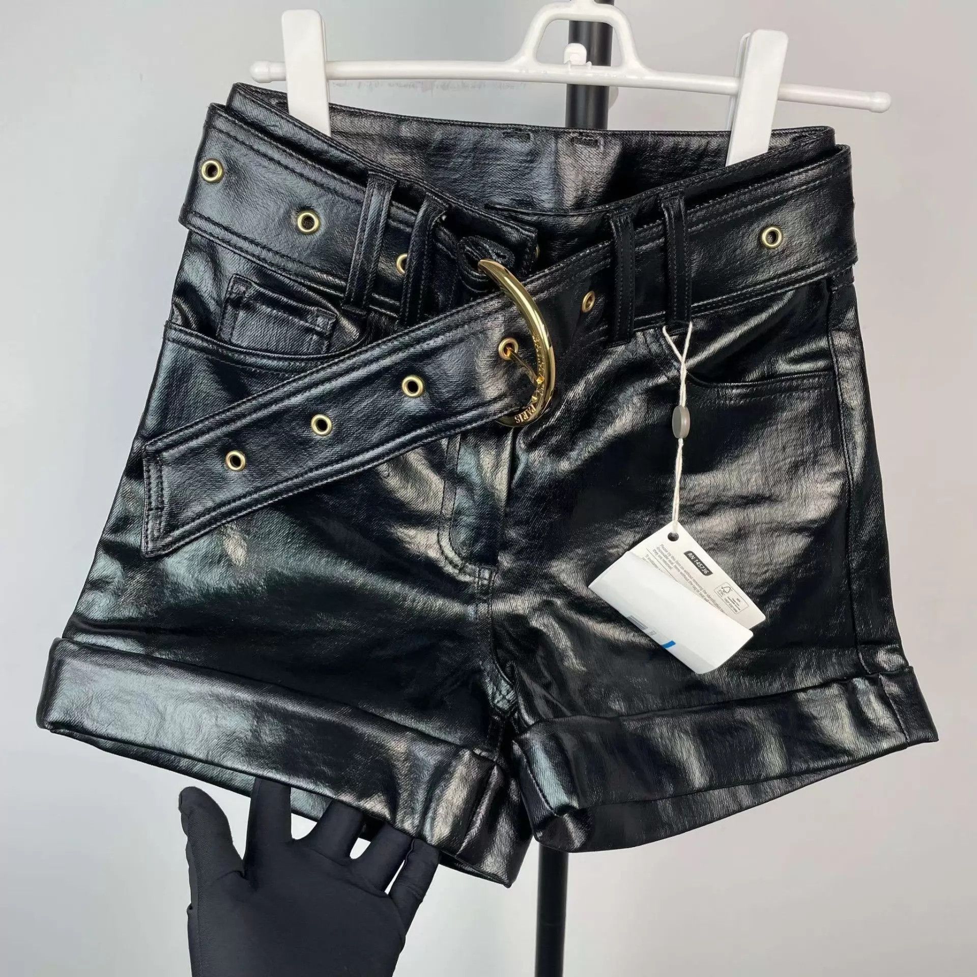Balmain Balmain Leather Black 34 Short Shorts Size 24" / US 00 / IT 34 - 2 Thumbnail