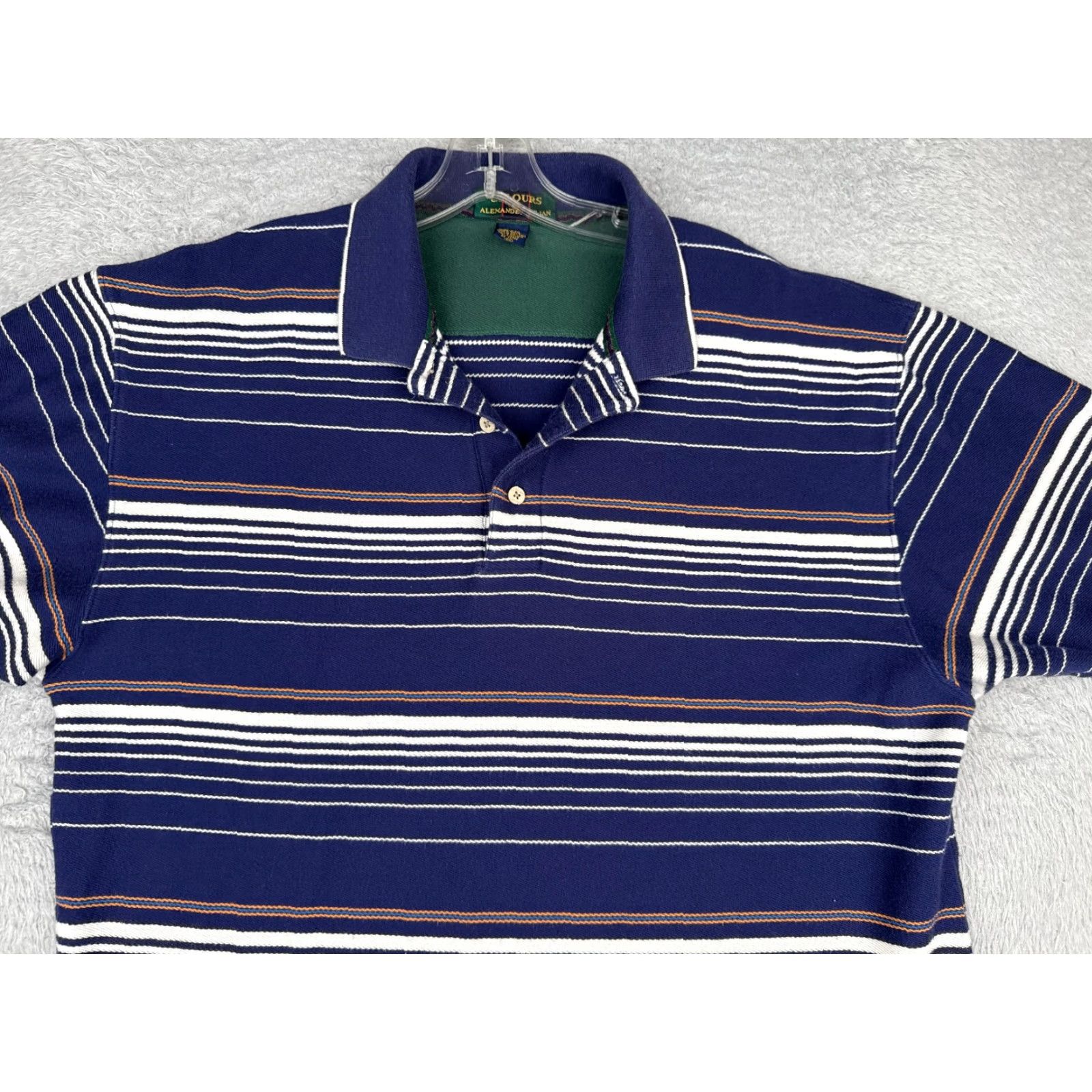 Alexander Julian VINTAGE Alexander Julian Shirt Men XL White Blue Stripe Cotton Polo Short Sleeve Slim Fit Size US XL / EU 56 / 4 - 4 Thumbnail