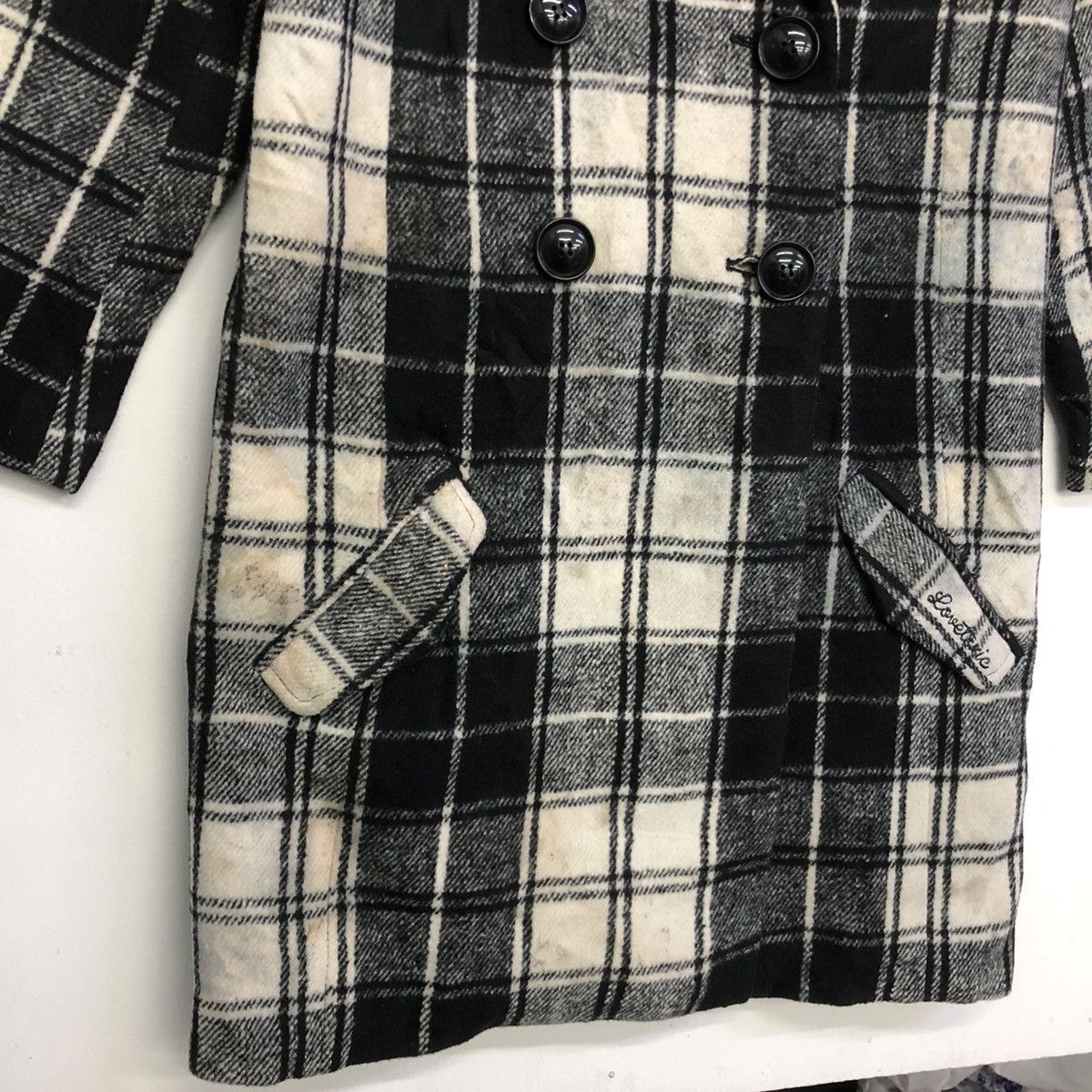 Japanese Brand LOVETOXIC Black Tartan Long Trench Coat Jacket Size US M / EU 48-50 / 2 - 8 Thumbnail