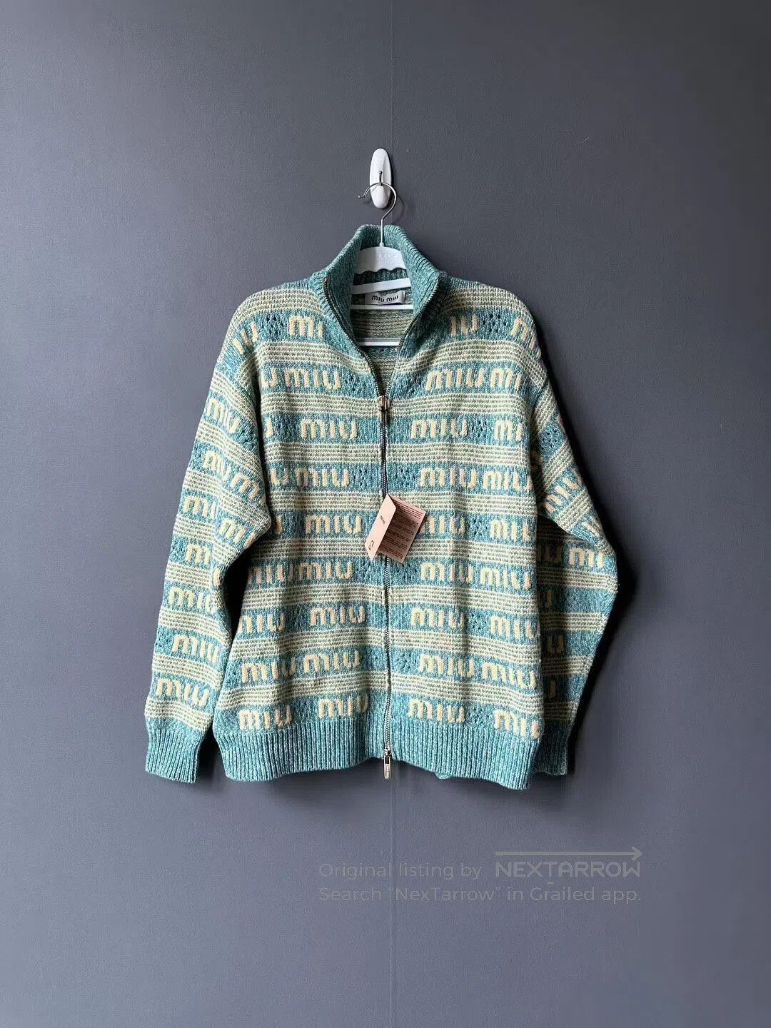 Miu Miu Miu Miu All-Over Stripe Print Zip-Up Knit Jacket| Size XS / US 0-2 / IT 36-38 - 1 Thumbnail