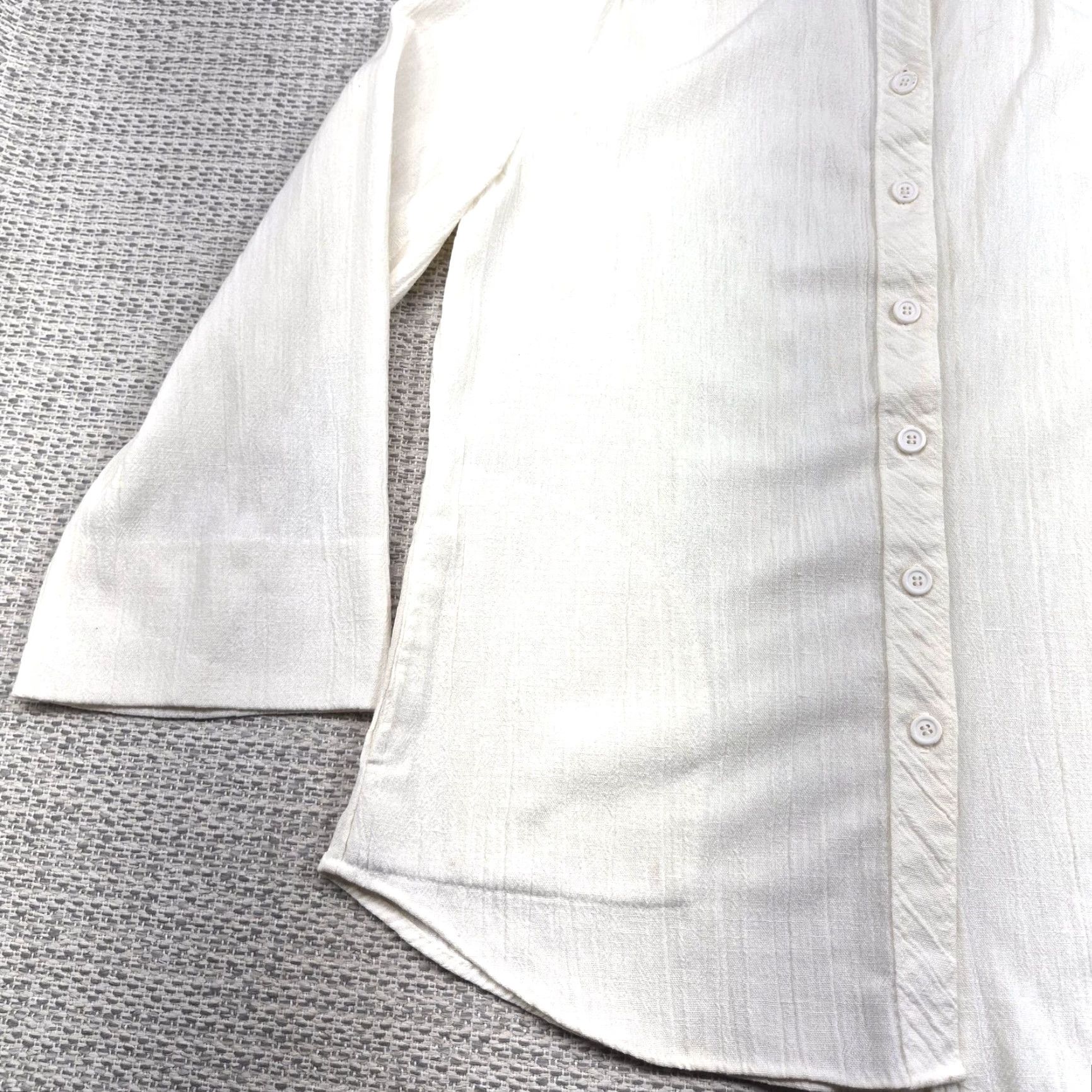 Penn VTG J.C. Penney Button-Up Shirt Womens Medium 3/4 Sleeve White Collared Knit Cotton Blend Casual Vintage Basic Size M / US 6-8 / IT 42-44 - 3 Thumbnail
