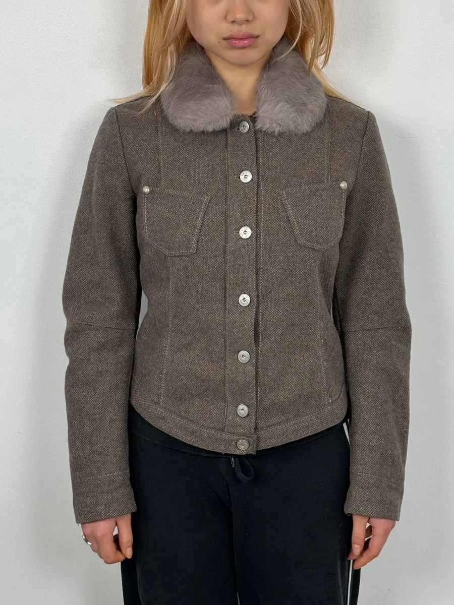 Marithe + Francois Girbaud 2000s Marithé + François Girbaud Grey Buttoned Jacket Size S / US 4 / IT 40 - 2 Thumbnail