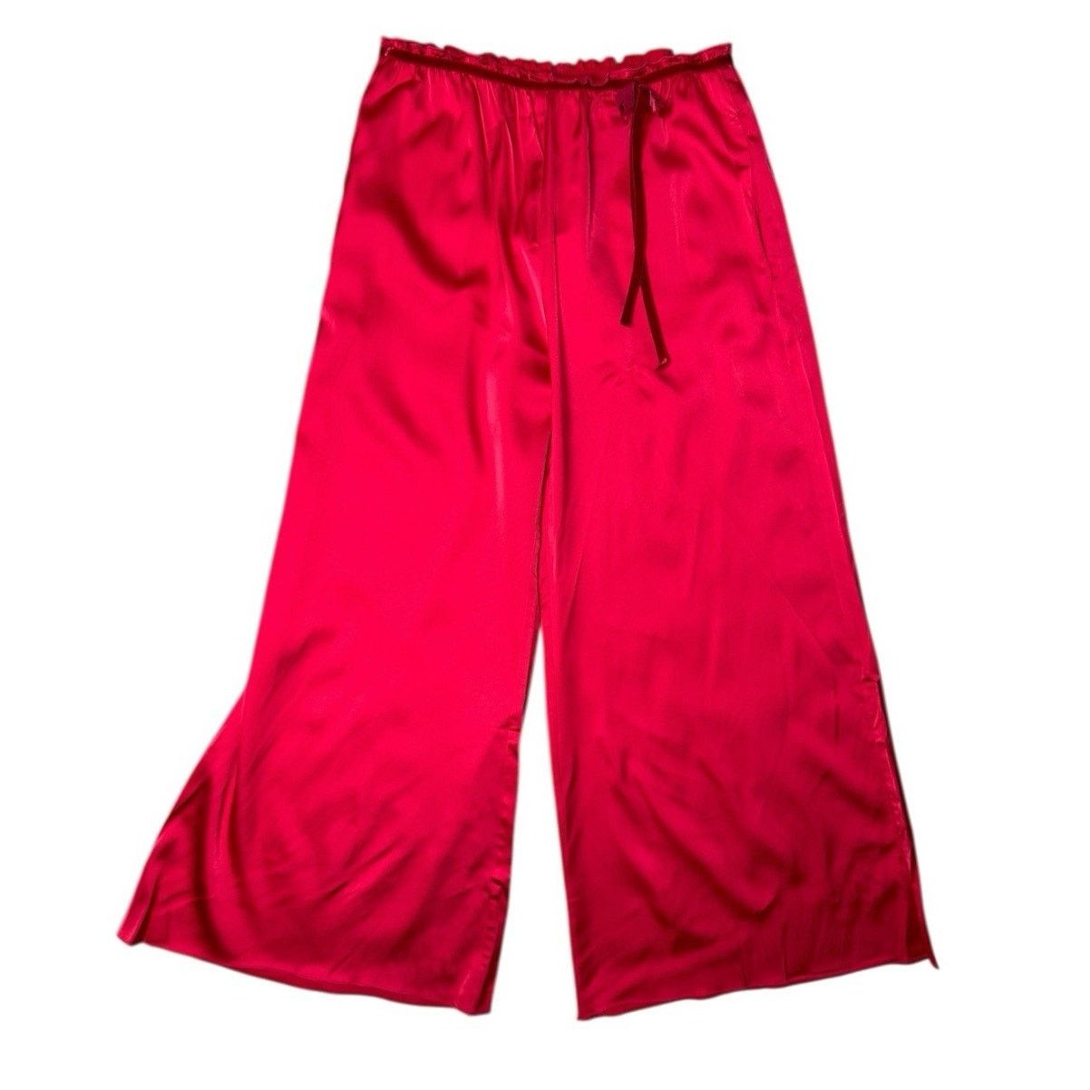 Other Kitagi NEW Red Wide Leg Cropped Satin Pants Bow Detail Size 30" / US 8 / IT 44 - 1 Thumbnail