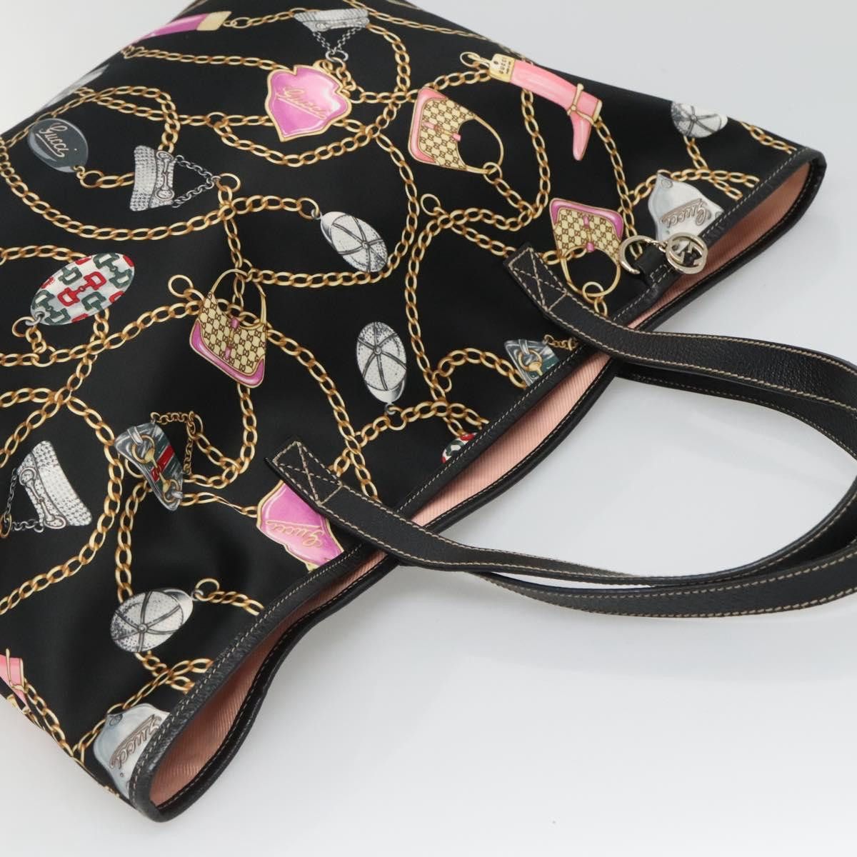 Gucci GUCCI Tote Bag Satin Outlet Black Gold Size ONE SIZE - 6 Thumbnail