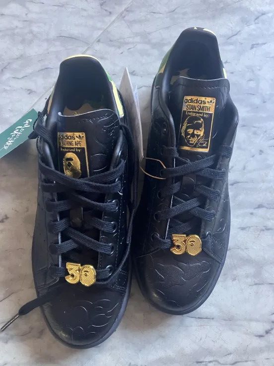 Adidas BAPE x Adidas Stan Smith '30th Anniversary - Black' DS EU 36 Size US 6 / IT 36 - 1 Thumbnail