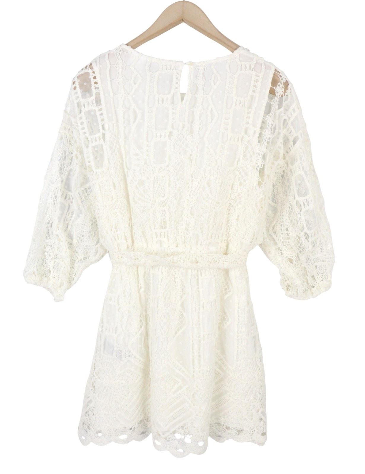 Desigual ASTER M White Embroidered Belted Dress 89016 Size M / US 6-8 / IT 42-44 - 4 Thumbnail