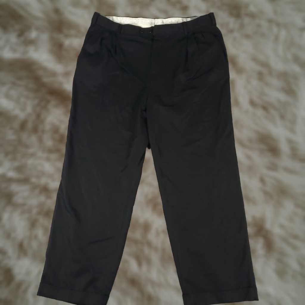 Zanella Zanella Pants Mens 35x27 Black Pleated Cuffed Wool Dress Pants Trousers Chino, Regular, Zip Closure, Straight Leg, Dry Clean Only, Vintage No Size US 35 - 1 Thumbnail
