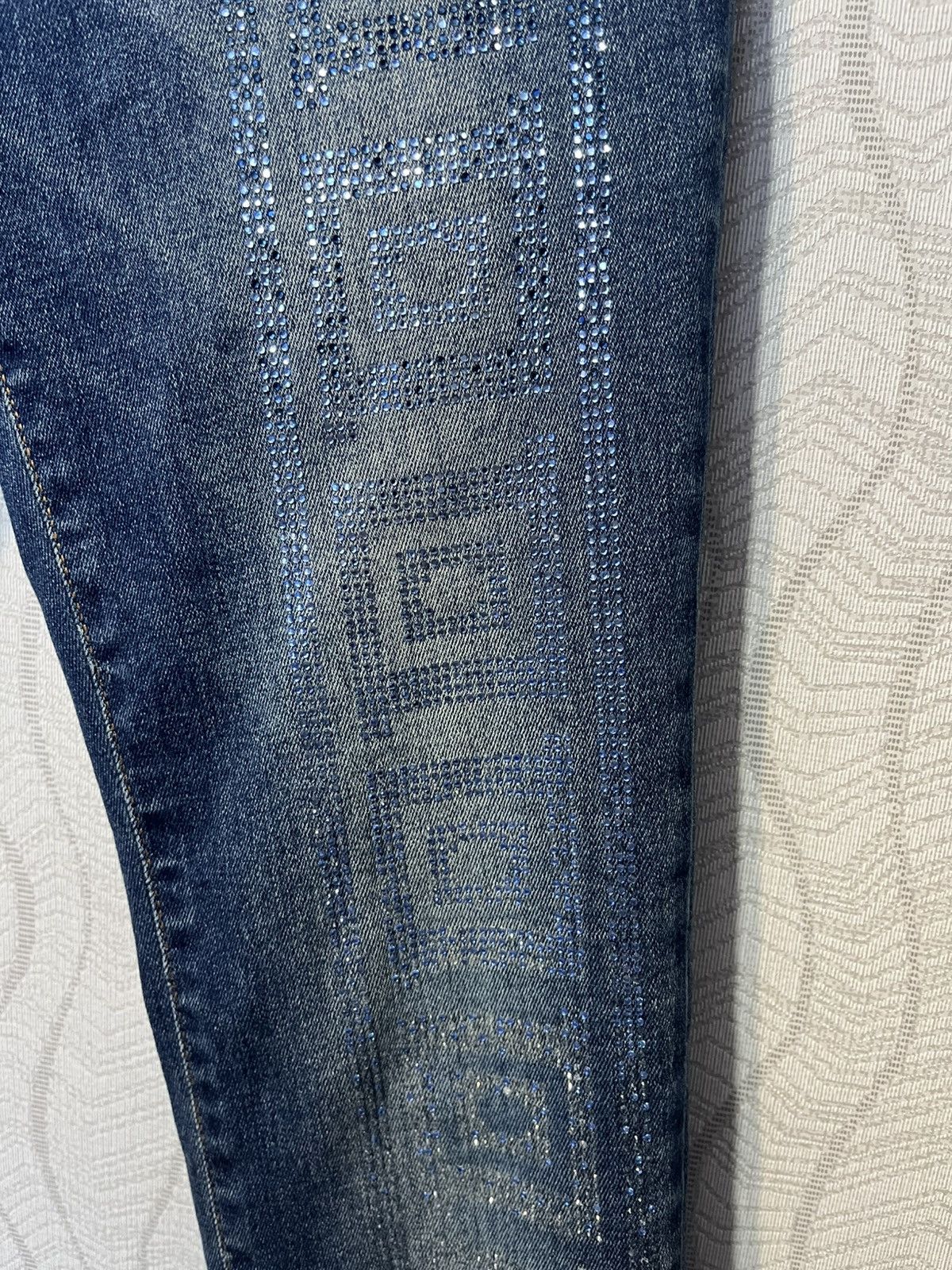 Versace Gianni Versace Blue Slim Jeans Strass Lamp Shade Size 26" / US 2 / IT 38 - 4 Thumbnail