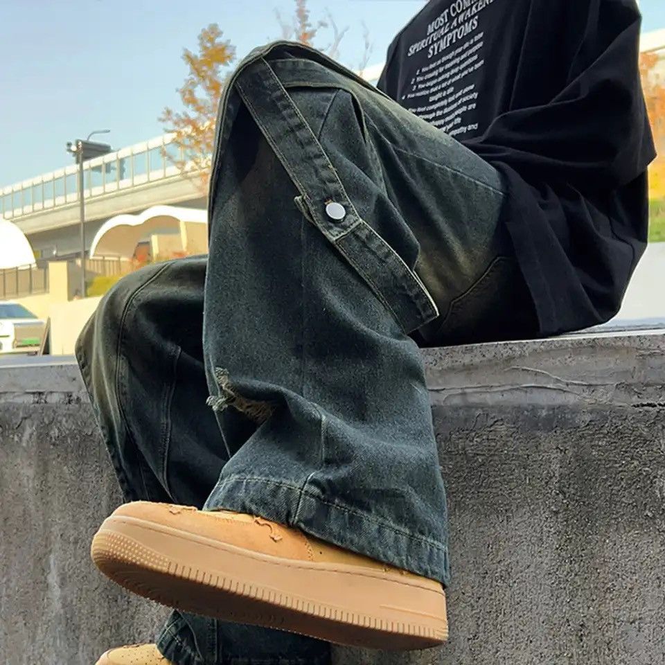 Denime × Vintage Baggy Jeans Men Streetwear Original Wide Leg Trousers Casual Size US 30 / EU 46 - 4 Thumbnail