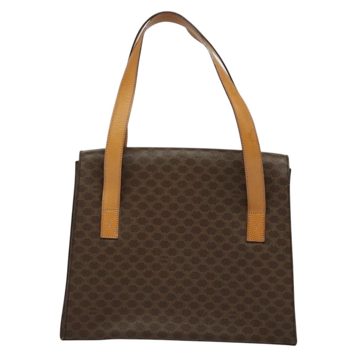 Celine CELINE Macadam Canvas Hand Bag Pvc Leather Brown Gold Size ONE SIZE - 3 Thumbnail