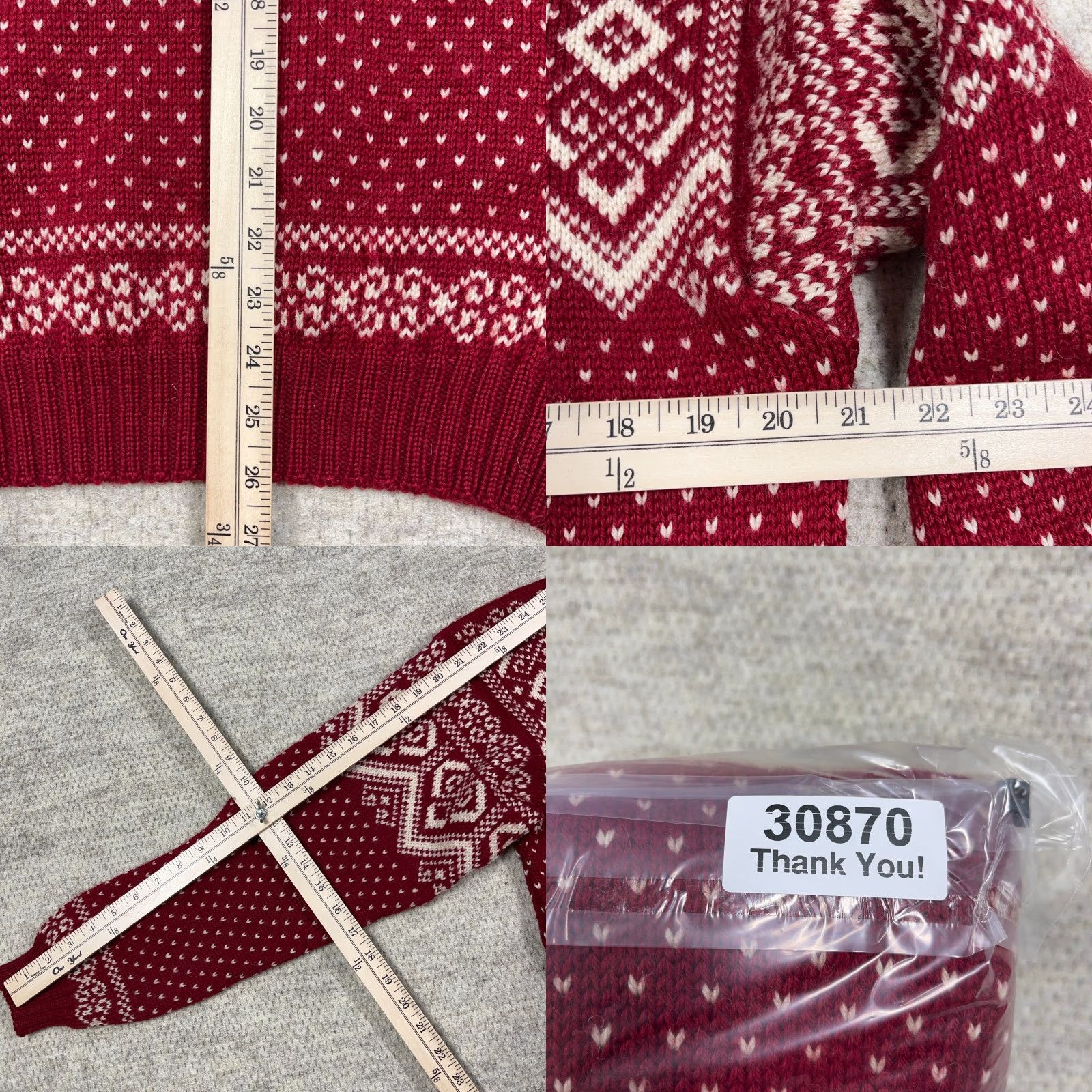 Vintage VINTAGE Grandpa Sweater Men L Red Wool Knit Nordic Birdseye Rib Crew Neck Pullover Geometric 90s Classic Logo Size US L / EU 52-54 / 3 - 9 Thumbnail