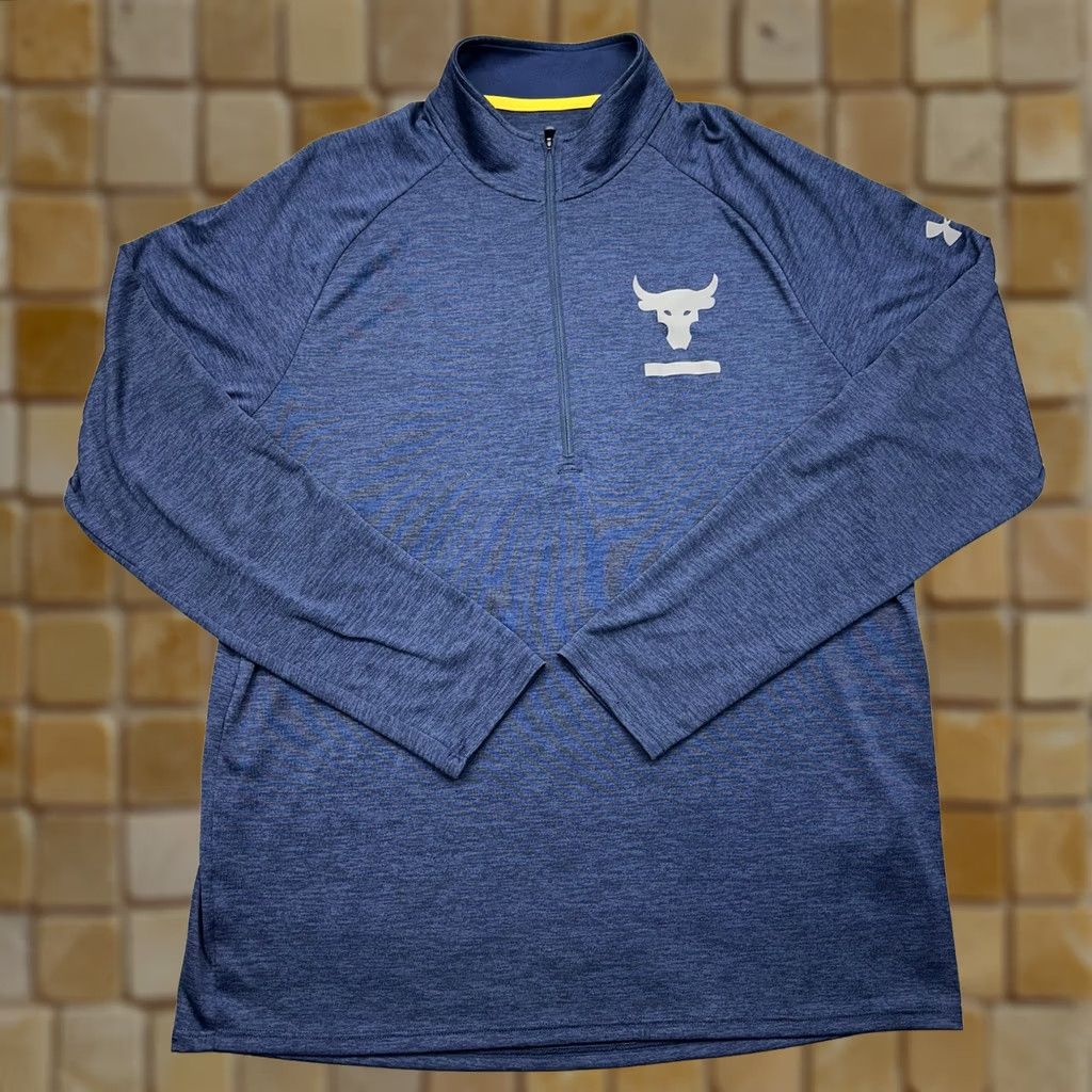 Under Armour Under Armour Project Rock Tech 1/4 Zip Pullover Shirt Mens Large Blue Long Sleeve Activewear Shirt Size US L / EU 52-54 / 3 - 1 Thumbnail