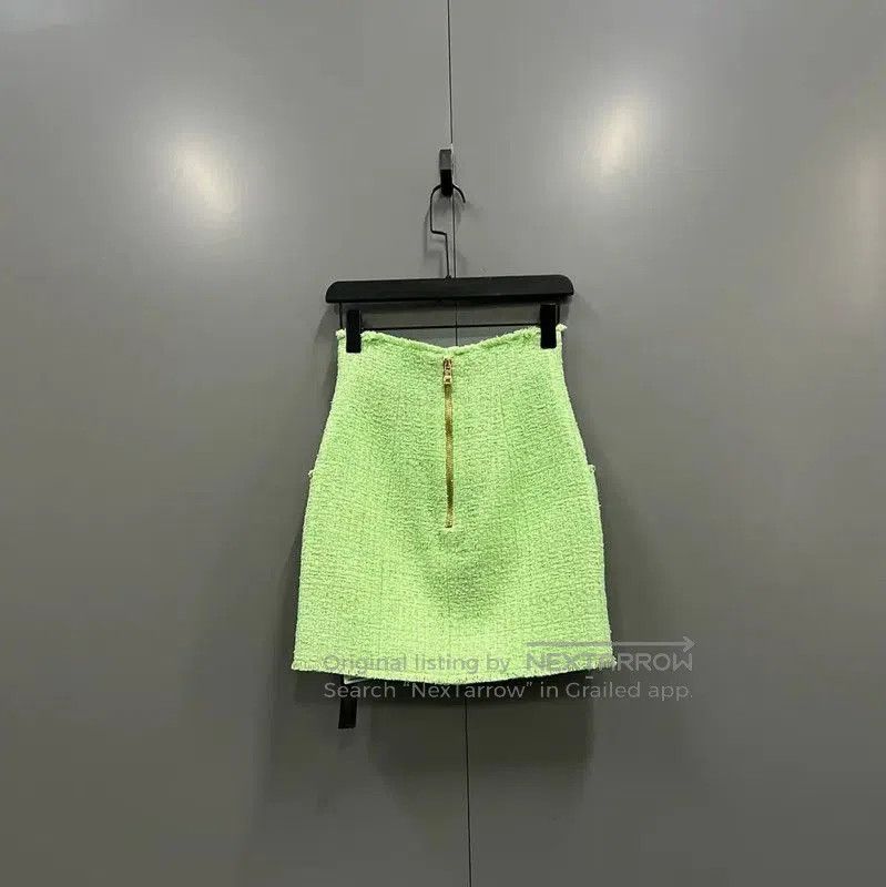 Balmain Balmain Green Summer Cotton Mini Skirt . Size 24" / US 00 / IT 34 - 2 Thumbnail