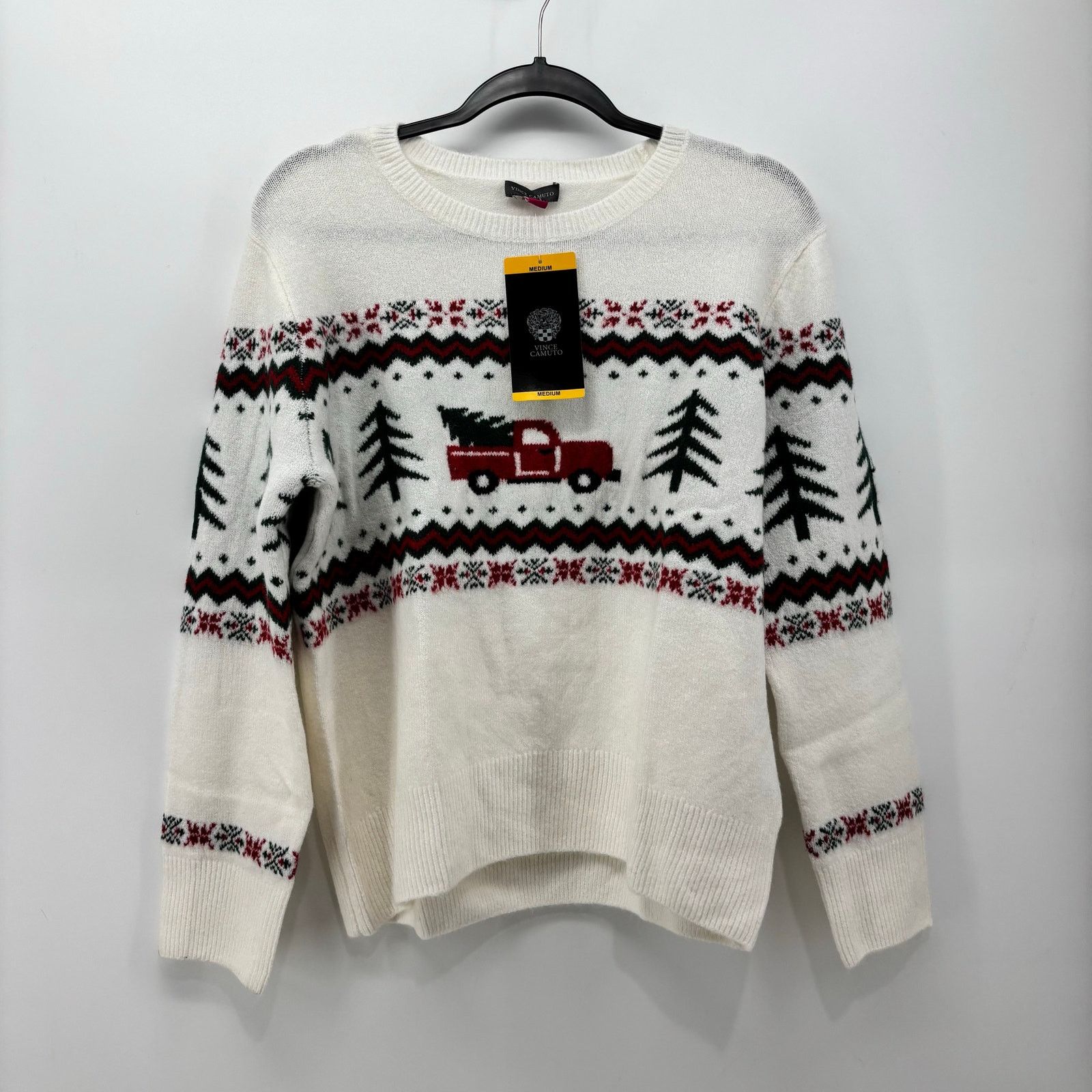 Vince Camuto Vince Camuto Womens Medium Christmas Sweater Cream Farm Size M / US 6-8 / IT 42-44 - 1 Thumbnail