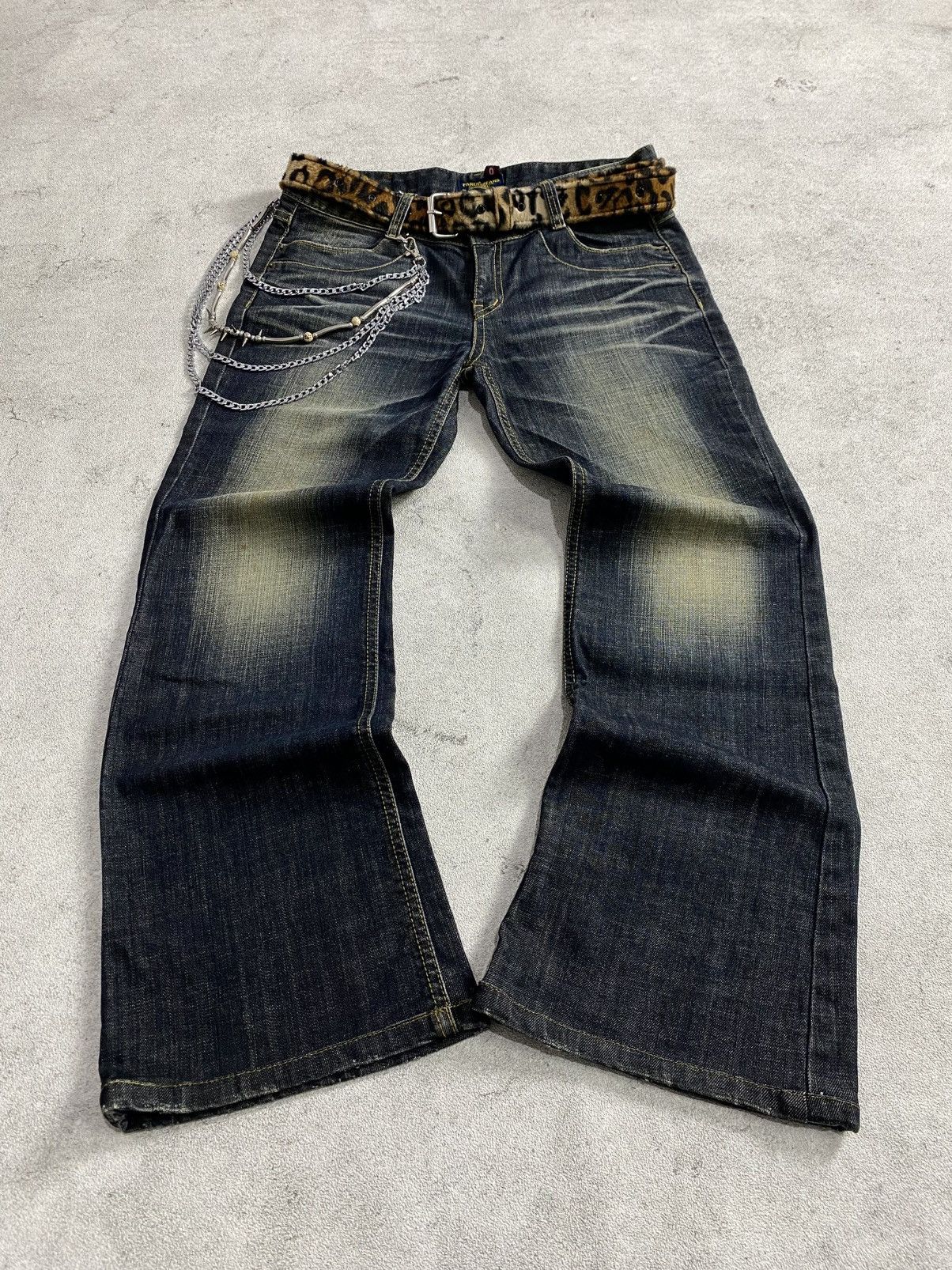 Tornado Mart 2000s Fanup middle wash claw wark flare jean Size US 32 / EU 48 - 1 Thumbnail