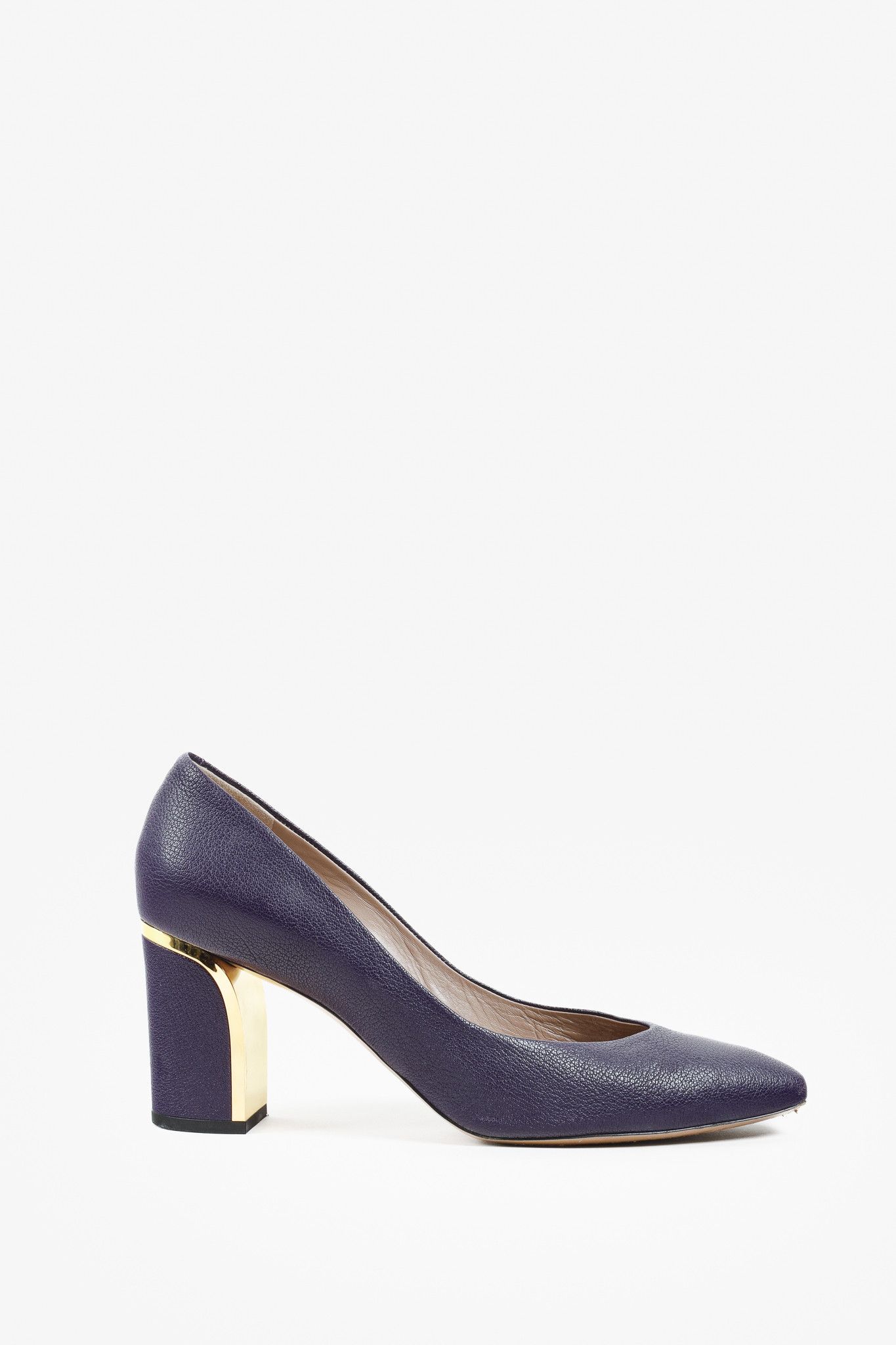 Chloe Chloe Purple Leather Curved Metal Pumps Size US 10.5 / IT 40.5 - 1 Thumbnail