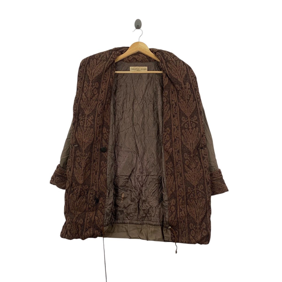 Vintage Vintage CHRISTIAN AUJARD PARIS Paisley Trench Coat Jacket Size XXL / US 16-18 / IT 52-54 - 5 Thumbnail
