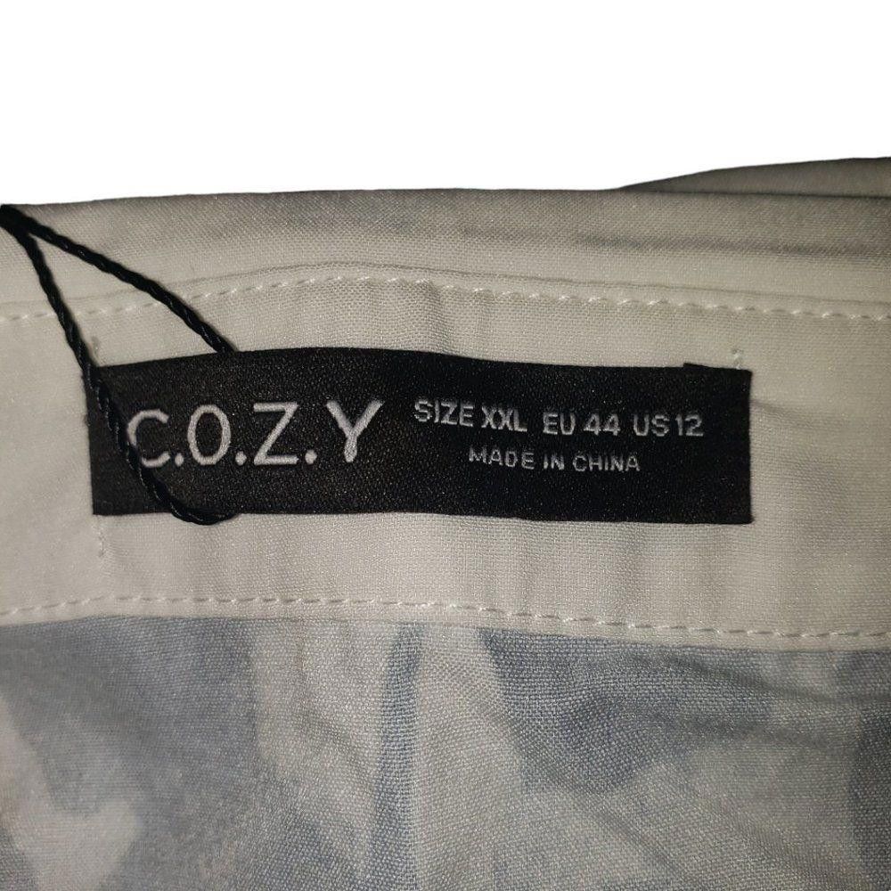 Designer Ct1411a C.O.Z.Y. Nwt Ladies Shirt With Blue Flowers Size 12 Size XL / US 12-14 / IT 48-50 - 6 Thumbnail