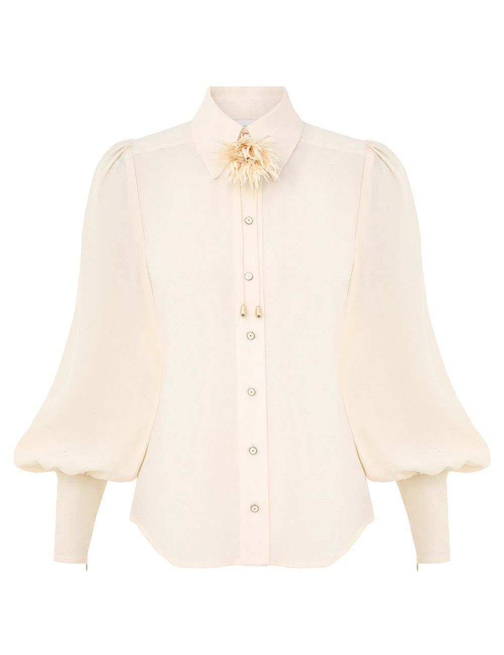 Zimmermann oc11z0825 Blouson Shirt in Cream Size M / US 6-8 / IT 42-44 - 1 Thumbnail