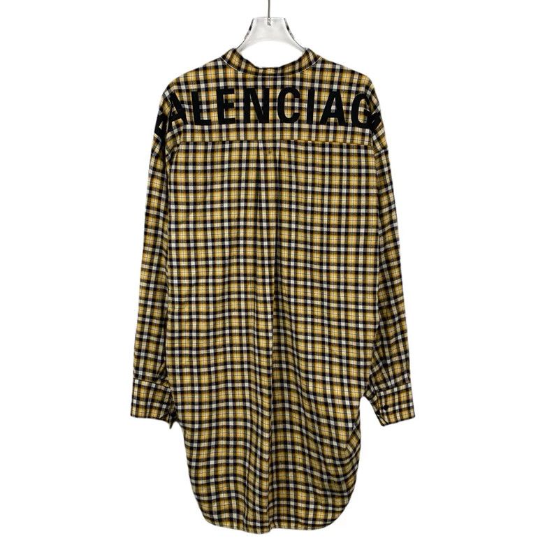 Balenciaga Balenciaga size 34 Yellow logo-lettered plaid cotton long- Size XS / US 0-2 / IT 36-38 - 2 Thumbnail