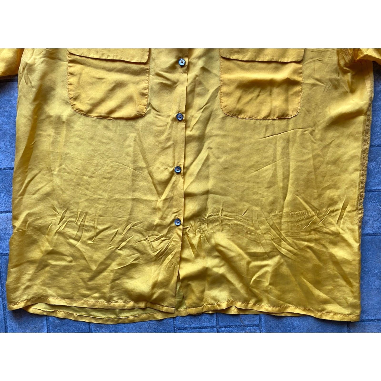 Vintage BUMP Shirt Button-Up Silk Yellow L Mens Short Sleeve 100% Authentic Style Bump Button Shirt Size US L / EU 52-54 / 3 - 2 Thumbnail