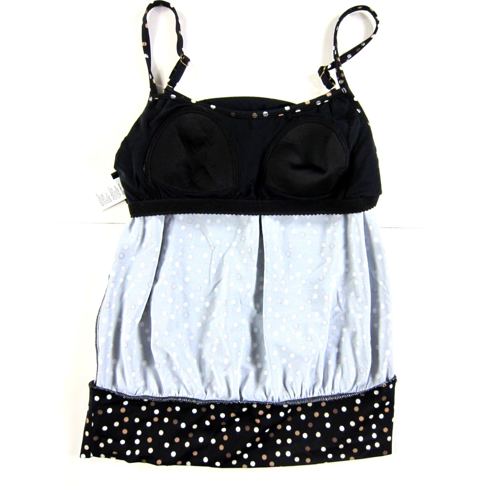 Vintage ROXANNE Black Brown White Polka Dot Built In Bra Swim Tankini Top Women 12/36C Size XL / US 12-14 / IT 48-50 - 5 Thumbnail