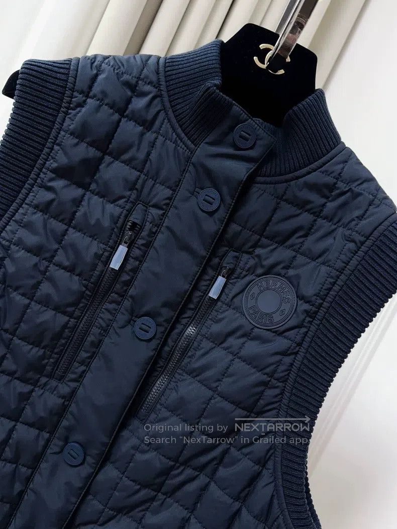 Hermes Hermes Dark Blue Plaid Cotton Vest Jacket Size XS / US 0-2 / IT 36-38 - 3 Thumbnail