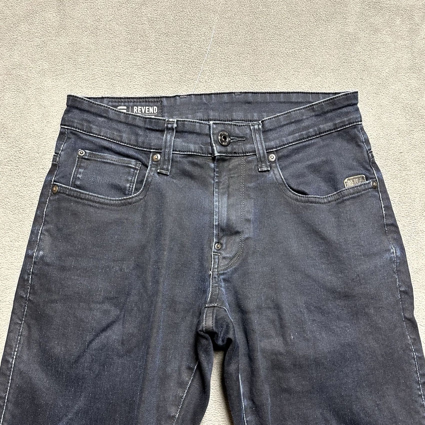 G-Star G Star Raw Jeans Mens 29x32 (28x29.5) Blue Revend Super Slim Skinny Fit Denim Size US 29 - 3 Thumbnail
