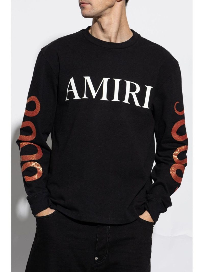 Amiri o1s1wg110326 Logo-Print Long-Sleeve T-Shirt in Black Size US M / EU 48-50 / 2 - 3 Thumbnail