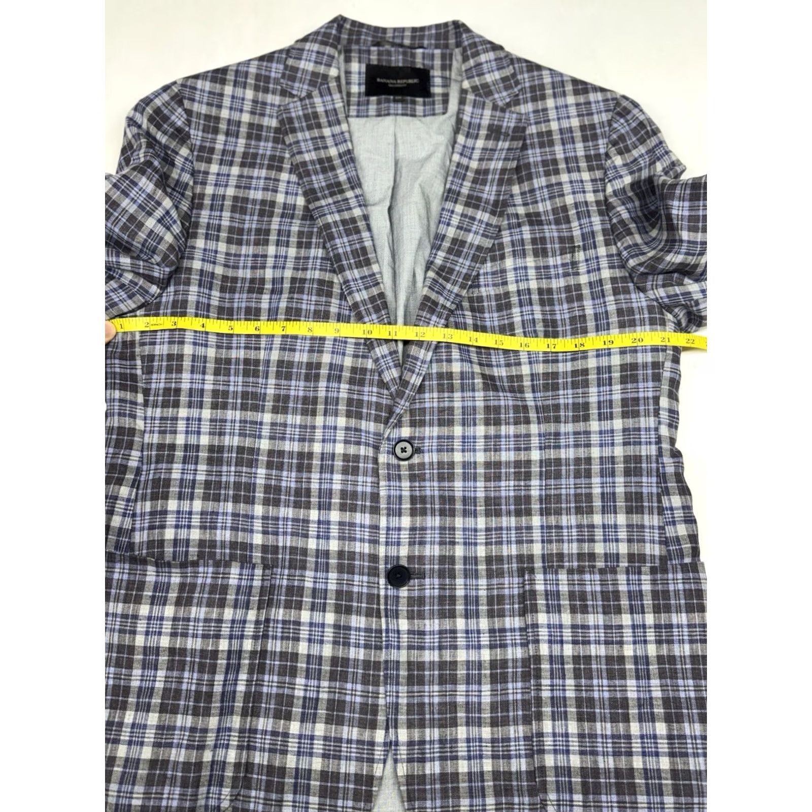 Banana Republic Banana Republic Linen Plaid Blazer Sport Coat Mens 42R Tailored Fit Lightweight Blue Plaid 42 Mens Blazer Tailored Linen 42R Size 42R - 5 Thumbnail