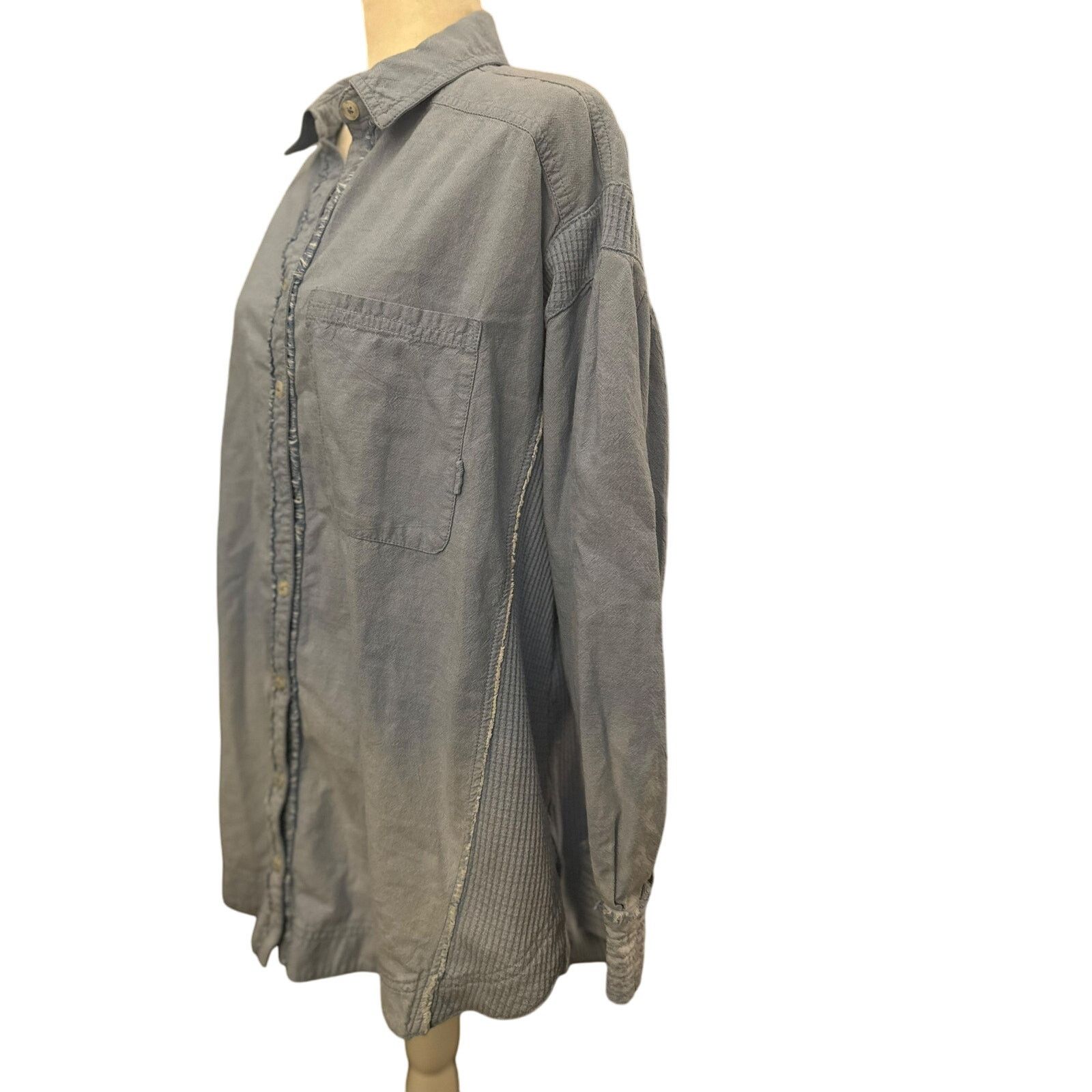 Free People We The Free Denim Shirt, RARE ITEM, Oversized Small Size S / US 4 / IT 40 - 3 Thumbnail