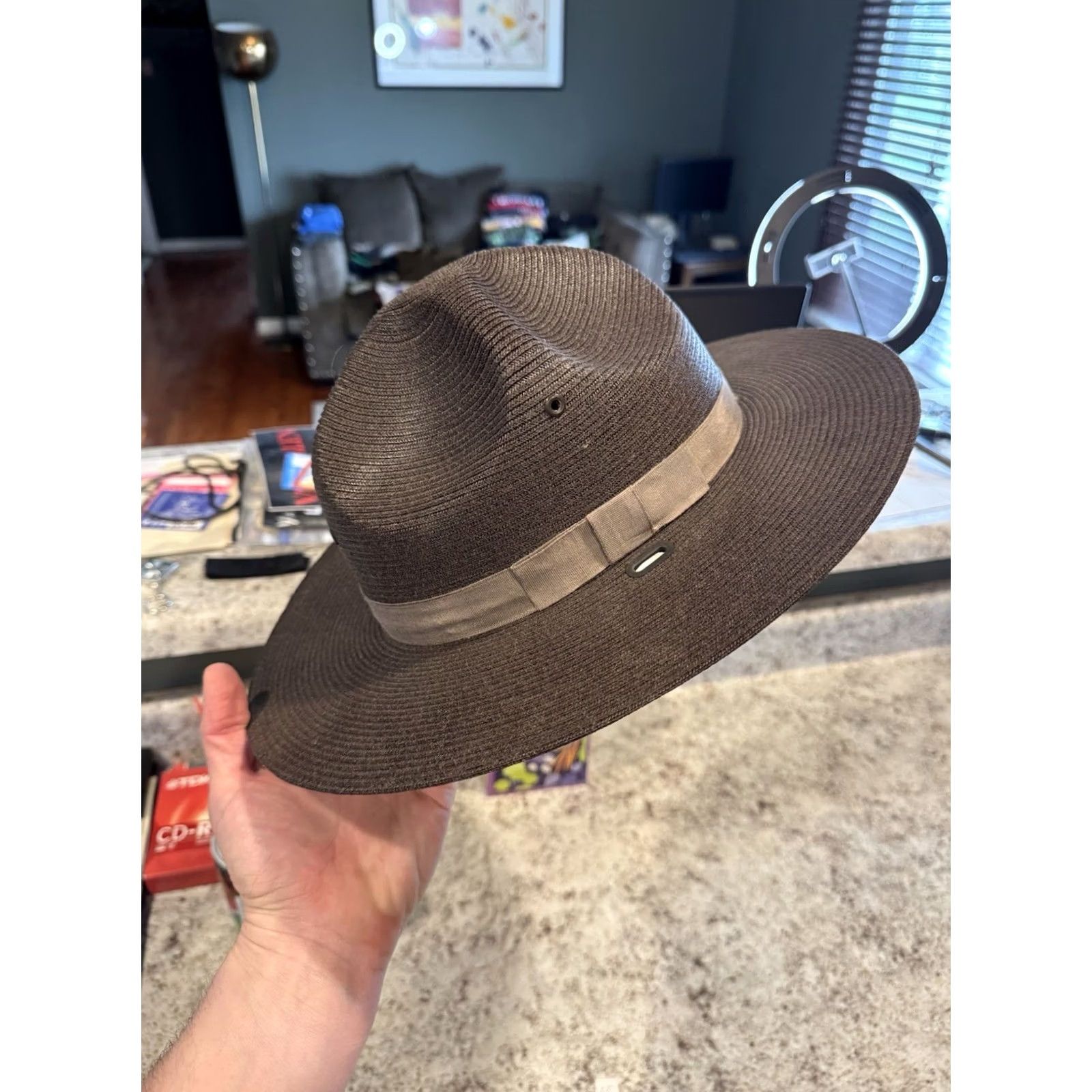Vintage VINTAGE Stratton Campaign Hat 7 USA Brown Straw Police Trooper Hat Men Size ONE SIZE - 2 Thumbnail