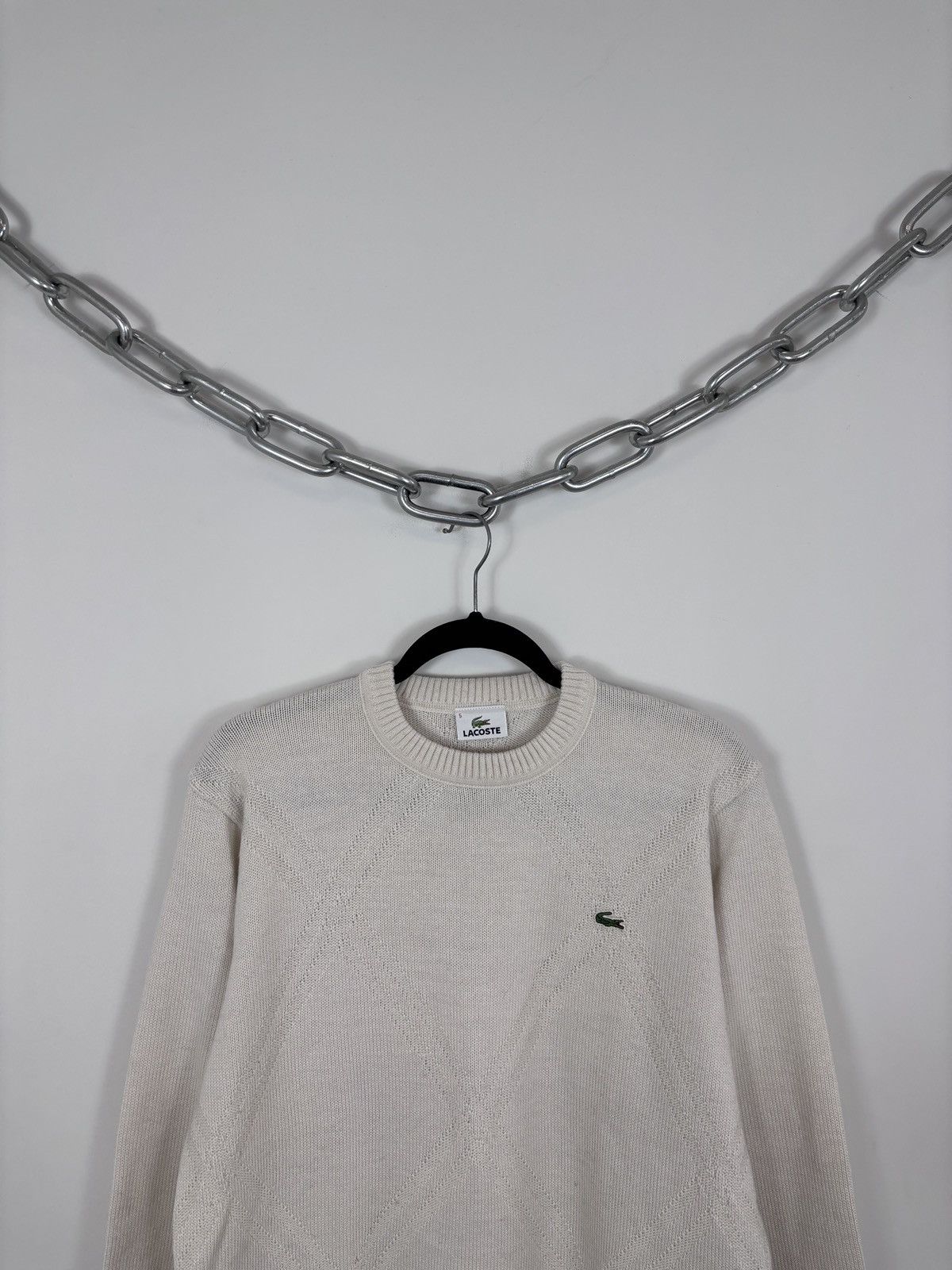 Lacoste Lacoste Vintage Men’s Ivory Argyle Knit Wool Blend Sweater Size US M / EU 48-50 / 2 - 2 Thumbnail