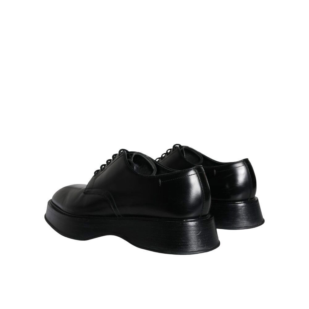 Dolce & Gabbana Dolce & Gabbana Black Calf Leather Derby Formal Dress Shoes Size US 12 / EU 45 - 6 Thumbnail