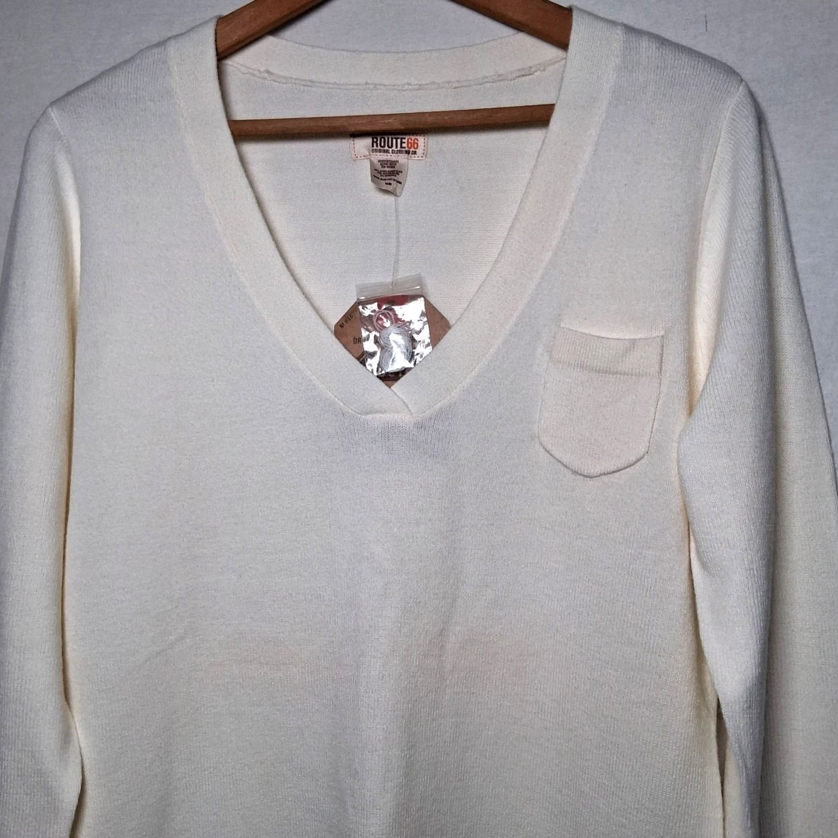 Route 66 Route 66 Sweater Women M Cream V Neck Y2K Retro Cozy Knit Pullover Size M / US 6-8 / IT 42-44 - 3 Thumbnail