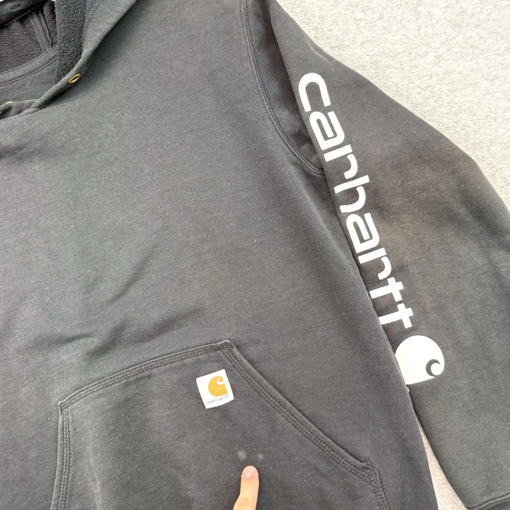 Carhartt VINTAGE Carhartt Hoodie Shirt Mens Small Black K288 Relaxed Fit Hooded Graphic Print Pockets Pullover Sweatshirt Outdoor Workwear Size US S / EU 44-46 / 1 - 5 Thumbnail