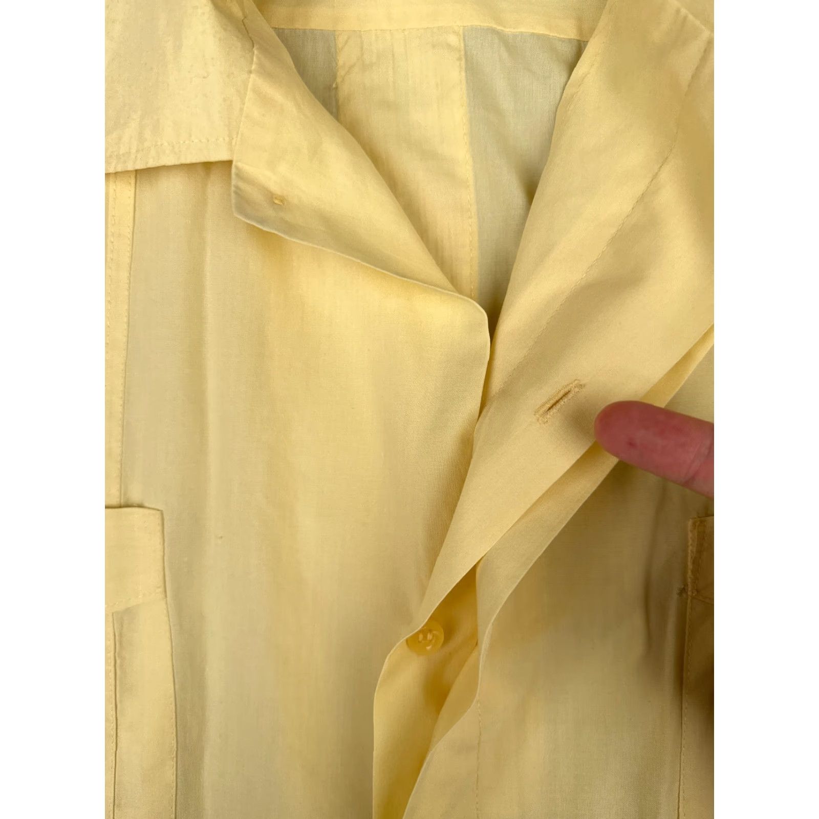 Haband VINTAGE The Genuine Haband Guayabera Shirt Men XL Yellow 4 Pocket Poly READ Size US XL / EU 56 / 4 - 6 Thumbnail