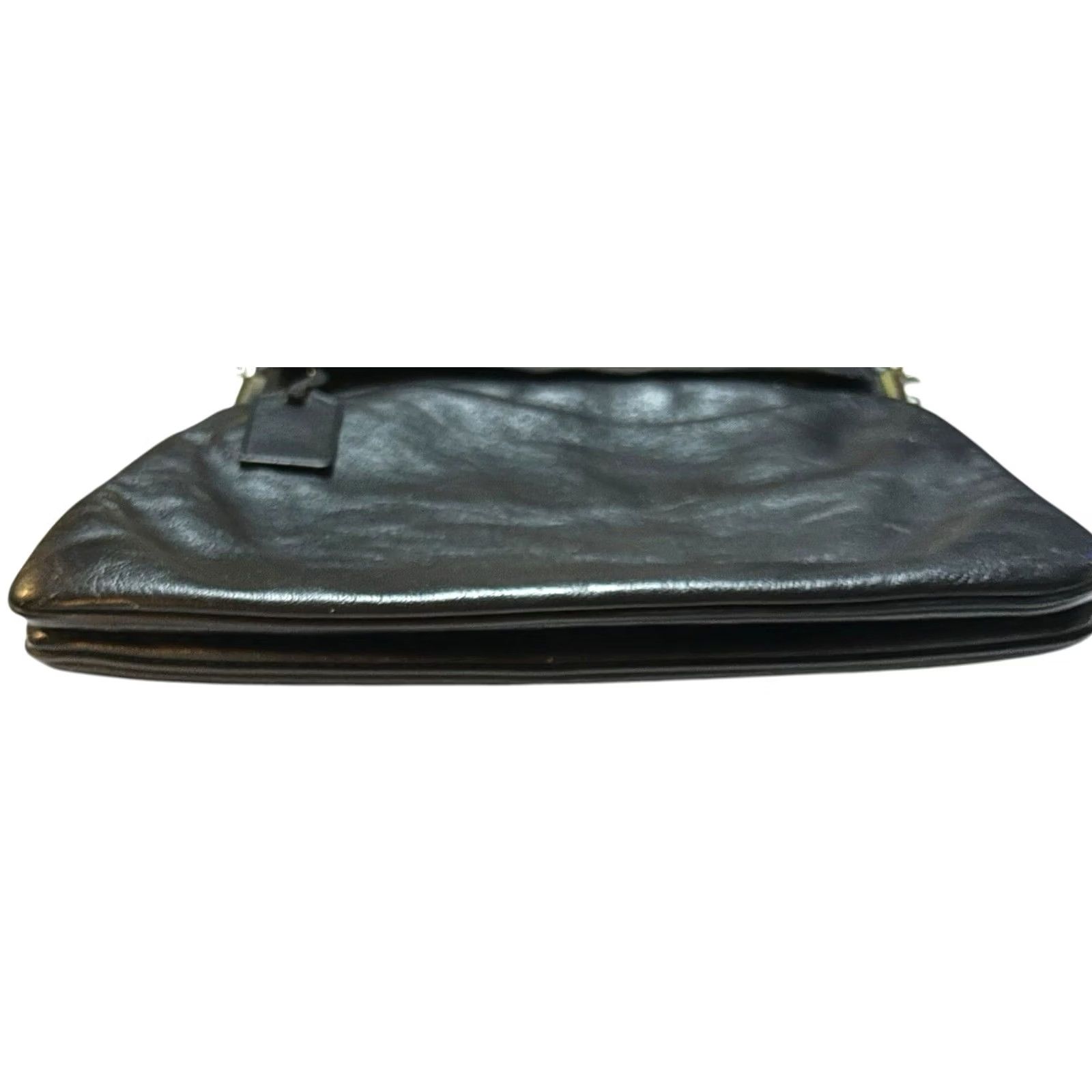Vintage Lisette Black Leather Purse Shoulder Handbag Womens Damaged Front Pocket Clamp Metal Read Description Bag Charm Size ONE SIZE - 7 Thumbnail