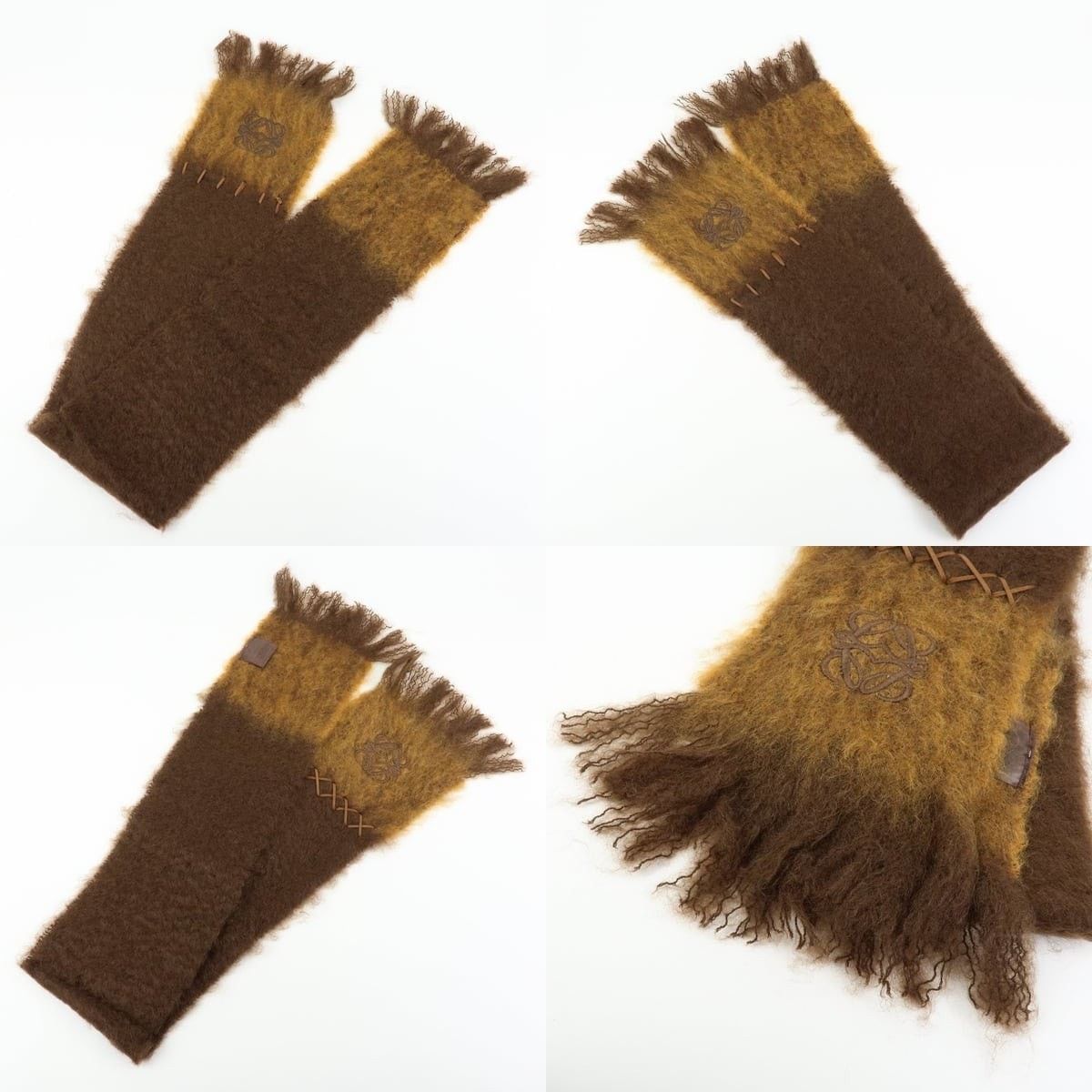 Loewe Loewe Anagram Mohair Scarf Brown Size ONE SIZE - 3 Thumbnail