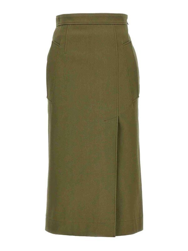 Alexander McQueen o1srvl11e0326 Gabardine Skirt in Green Size 26" / US 2 / IT 38 - 1 Thumbnail