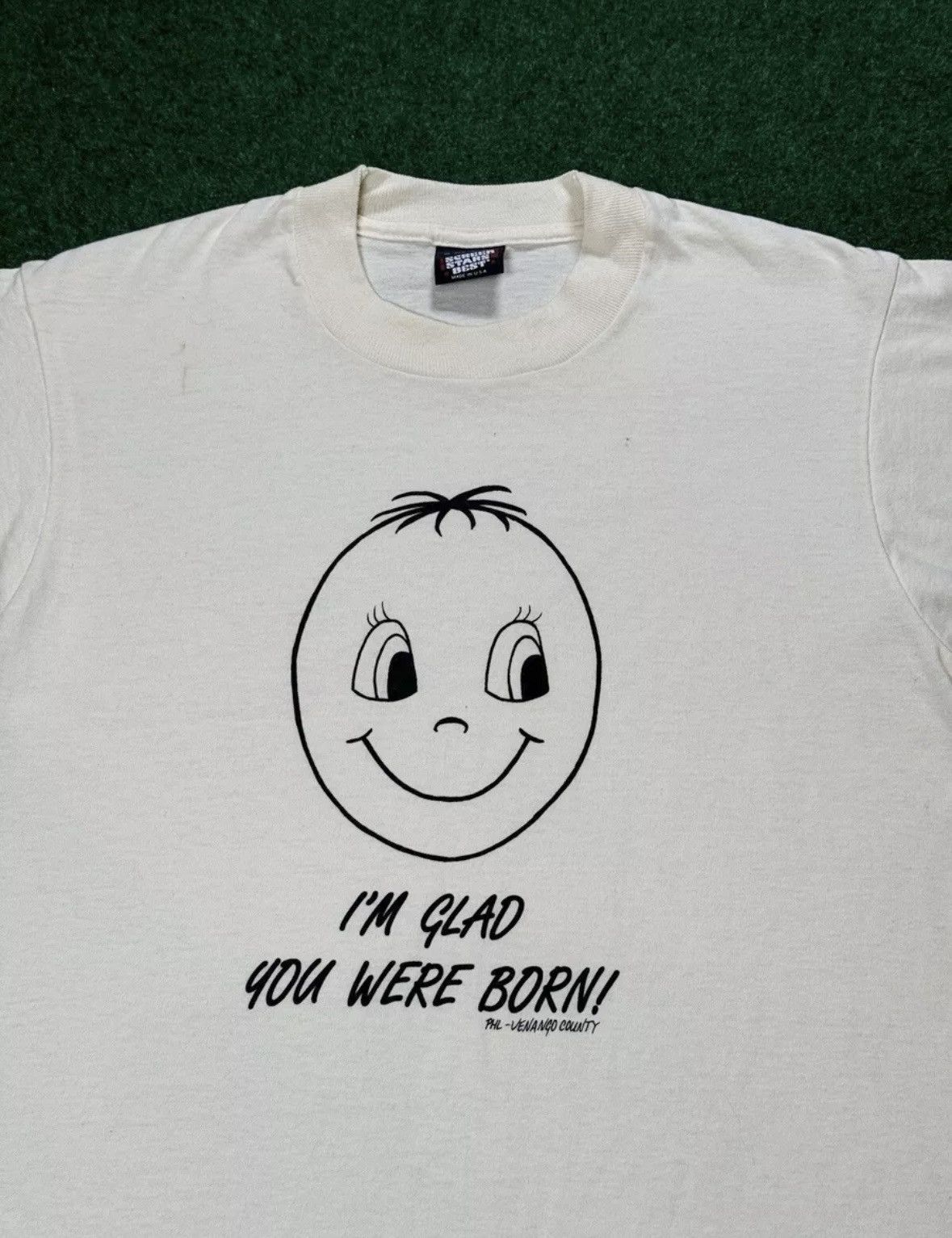 Vintage Vintage 80s 90s Smiley Face Glad You Were Born T Shirt Size US S / EU 44-46 / 1 - 2 Thumbnail