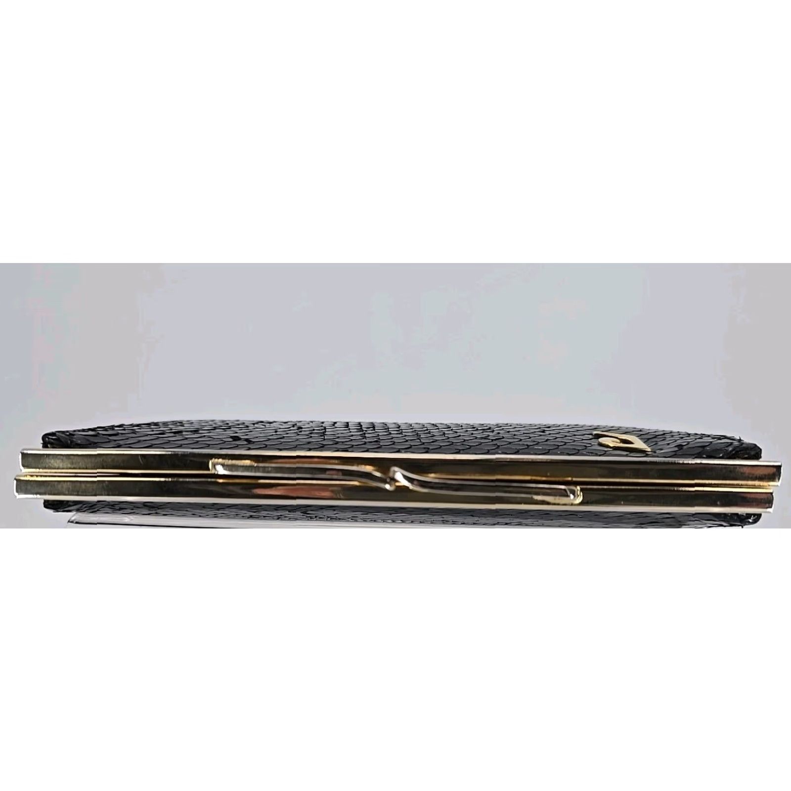 Pierre Cardin Vtg Pierre Cardin Coin Purse Clasp Money Pouch Wallet Snakeskin Black - 1970s - Pierre Cardin - Women - Leather - Decade 1970s - Vintage Coin Purse Size ONE SIZE - 4 Thumbnail
