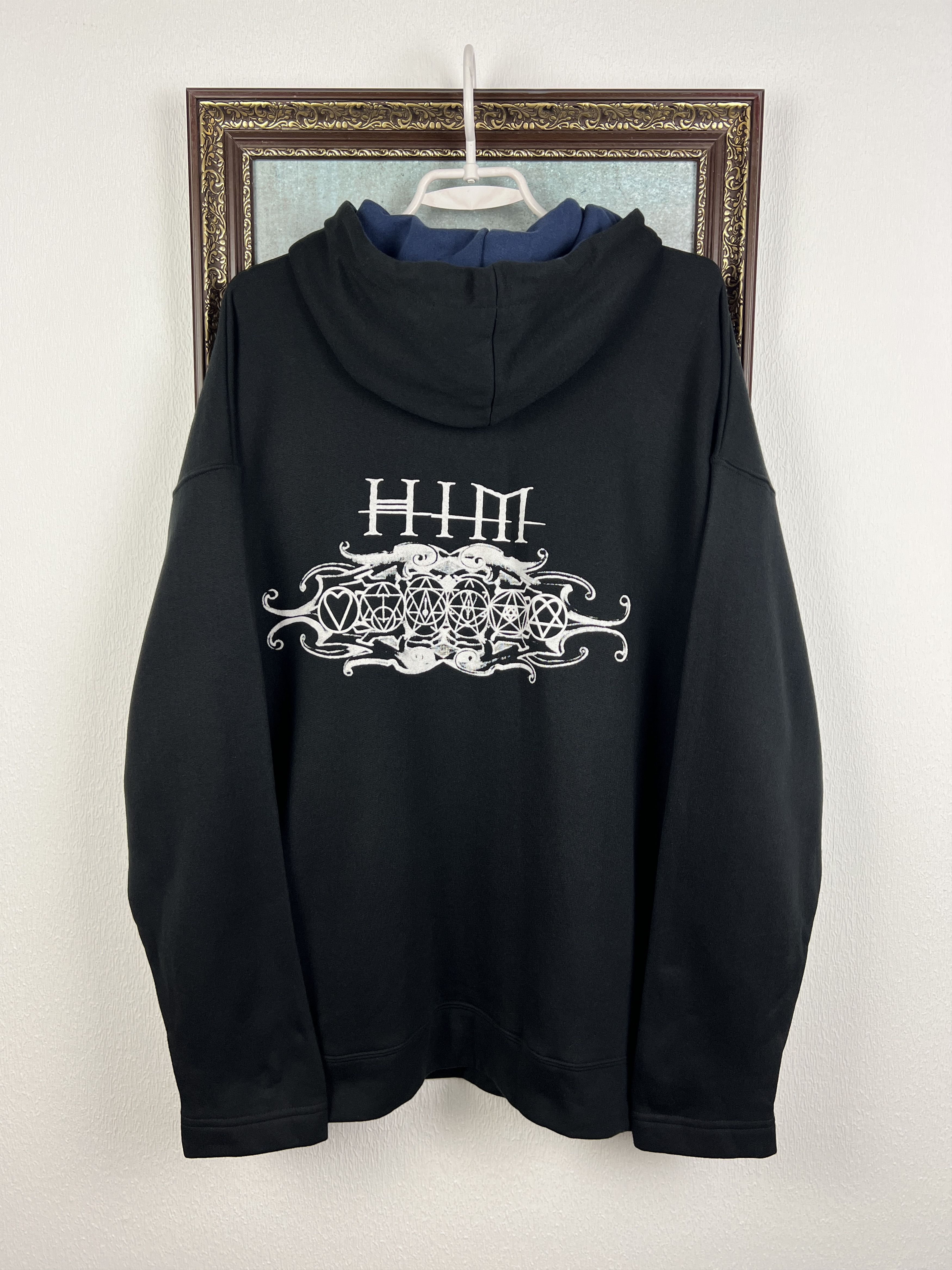 Vintage Vintage HIM Hoodie Rare Over Print Band Tee Big Logo Jacket Size US XL / EU 56 / 4 - 7 Thumbnail
