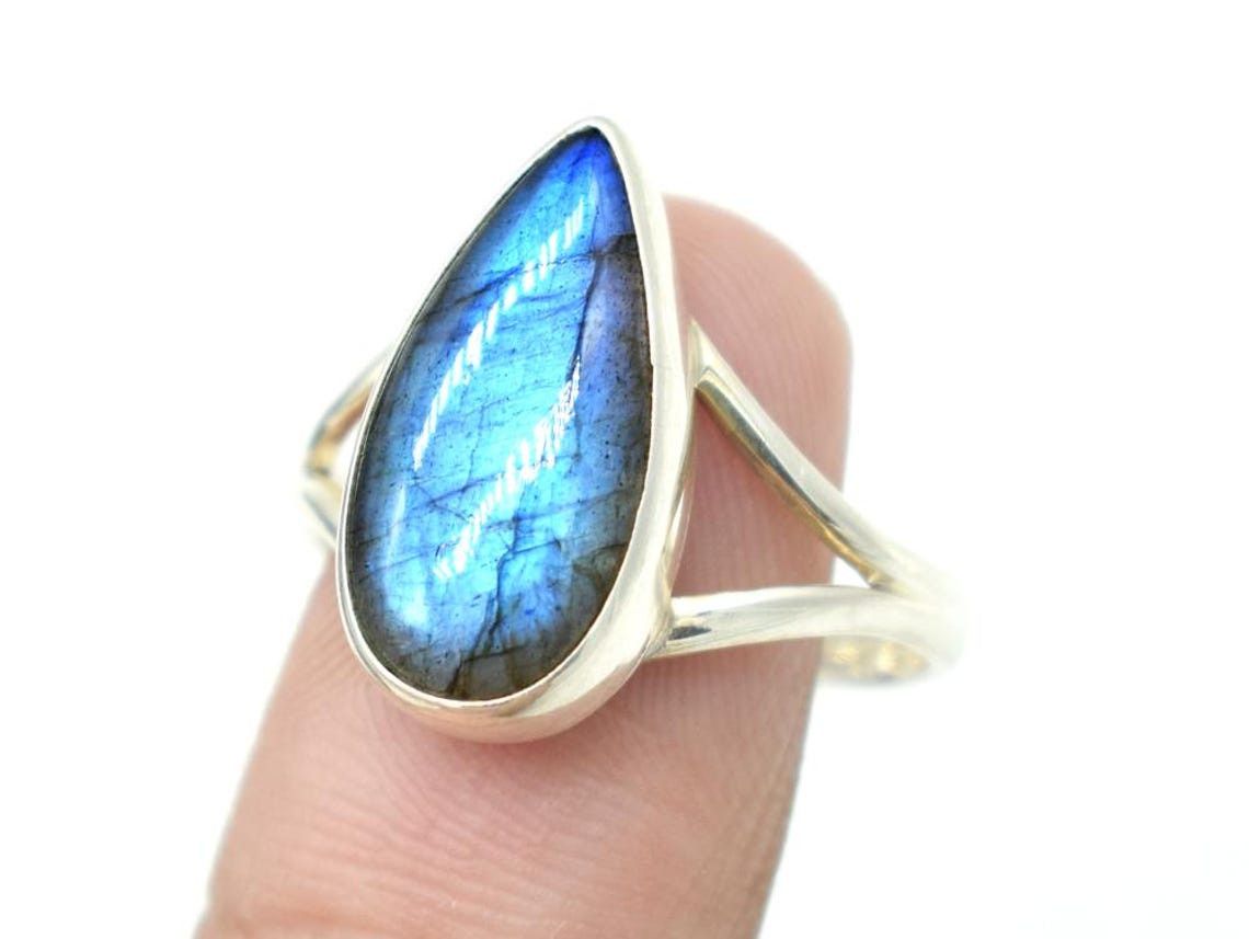 Handmade Pear Labradorite 925 Sterling Silver Ring - Boho Jewelry Size ONE SIZE - 2 Thumbnail