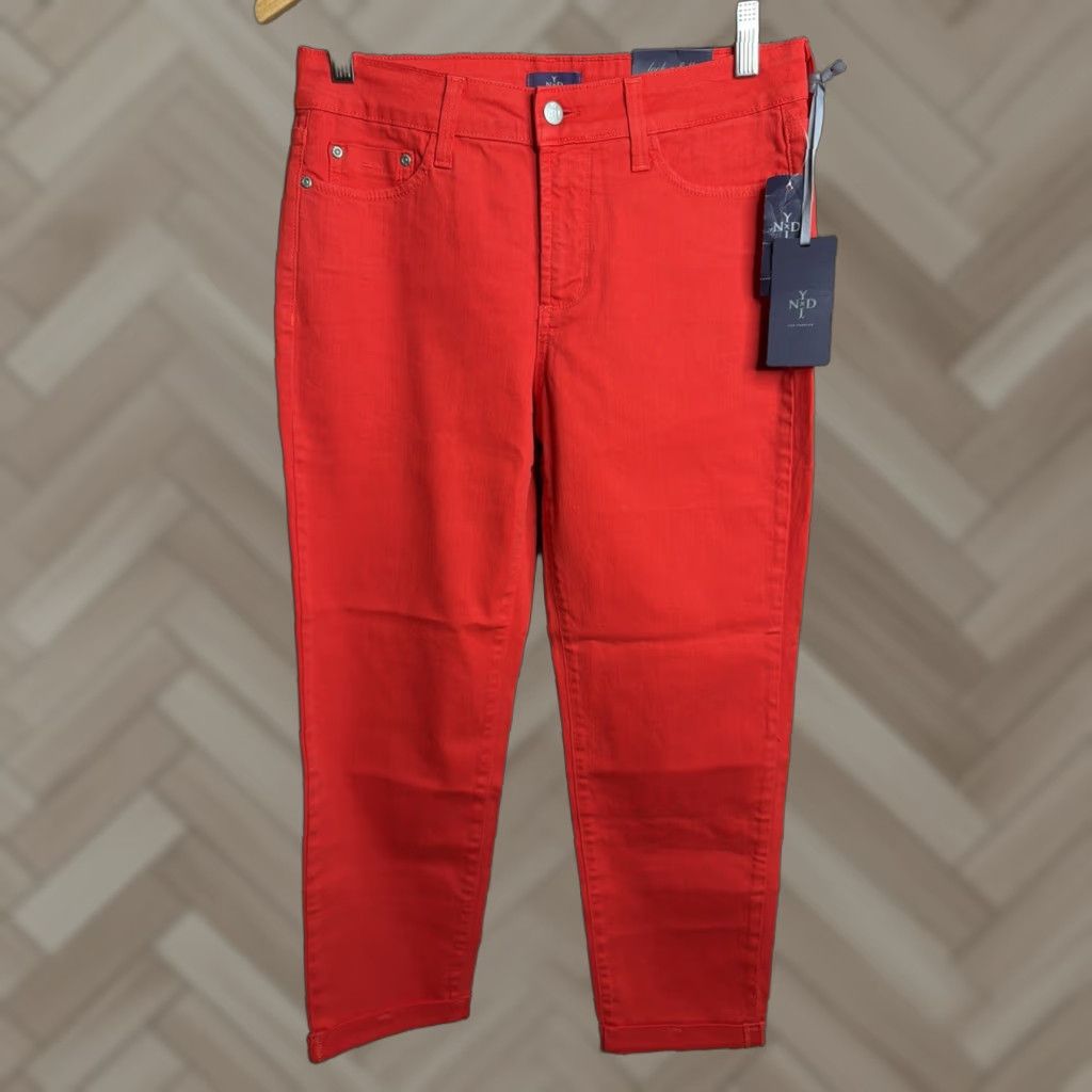 NYDJ NYDJ Pants Womens 6 Red Ankle Pockets Cotton Blend Skinny Classic Regular NWT Size 28" / US 6 / IT 42 - 1 Thumbnail