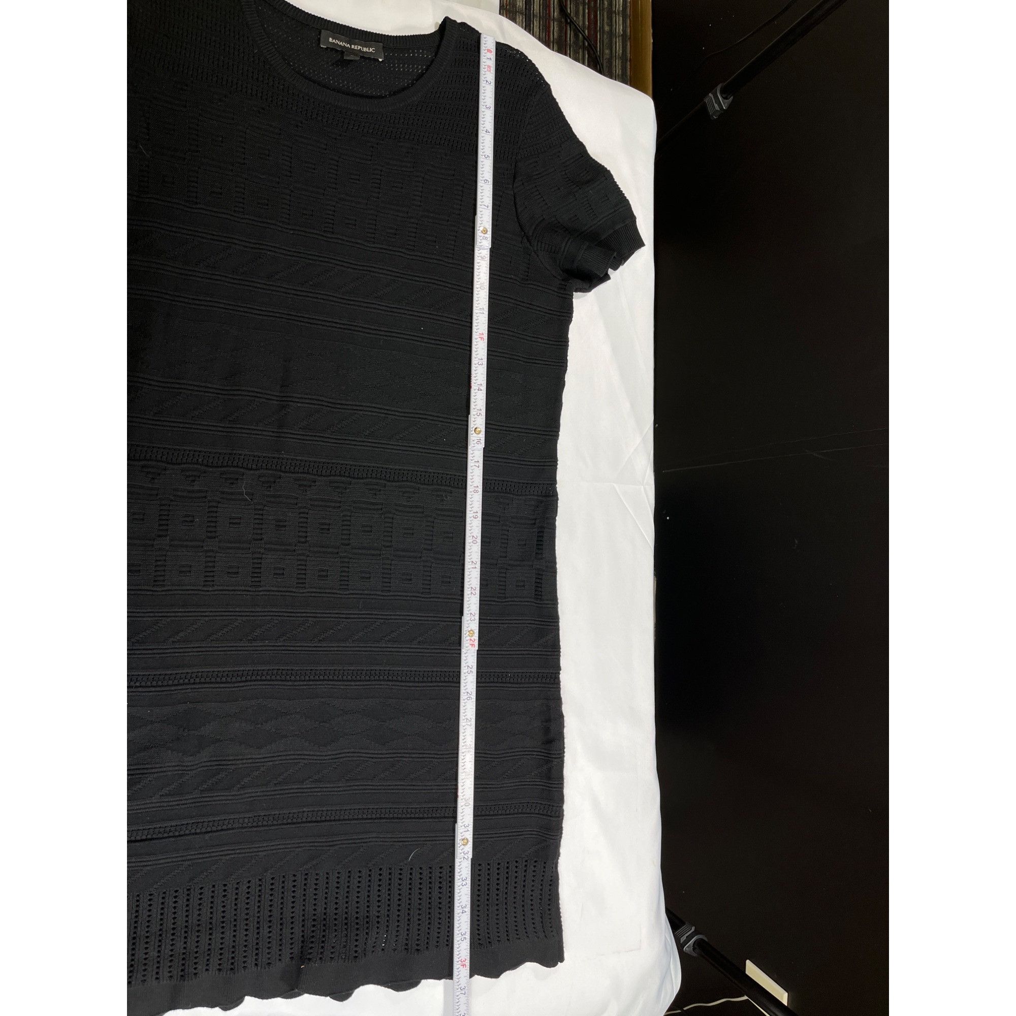 Banana Republic Banana Republic SKU 7650 Black Short Sleeve Knit Dress Size Size L / US 10 / IT 46 - 5 Thumbnail